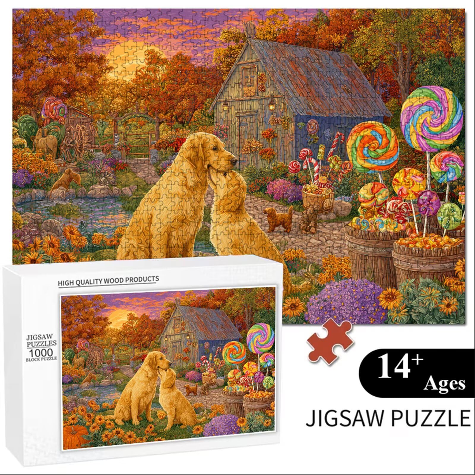 Puzzle 2000 sztuk - Gospodarstwo rolne i pies - Trwałe drewniane puzzle z literami na odwrocie - 75 x 105 cm - Kreatywne hobby bez kurzu - Artykuł kolekcjonerski i ponad 14 lat