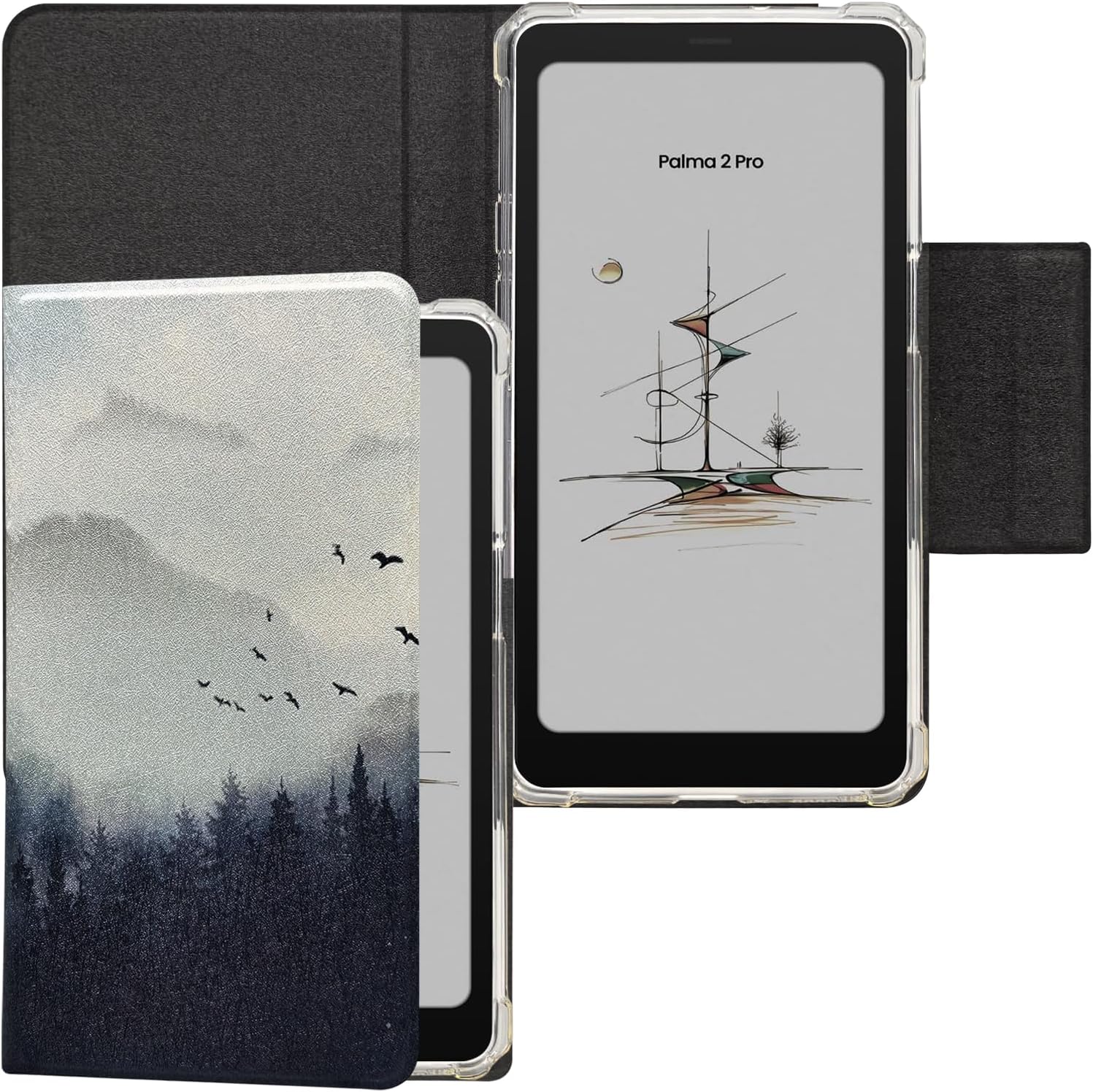 2in1 Magnetic Detachable Flip Case for Onyx Boox Palma2 Pro (2025 Released) TPU Transparent Cover with Auto Sleep/Wake, Magnetic Closure Buckle (Misty Forest)