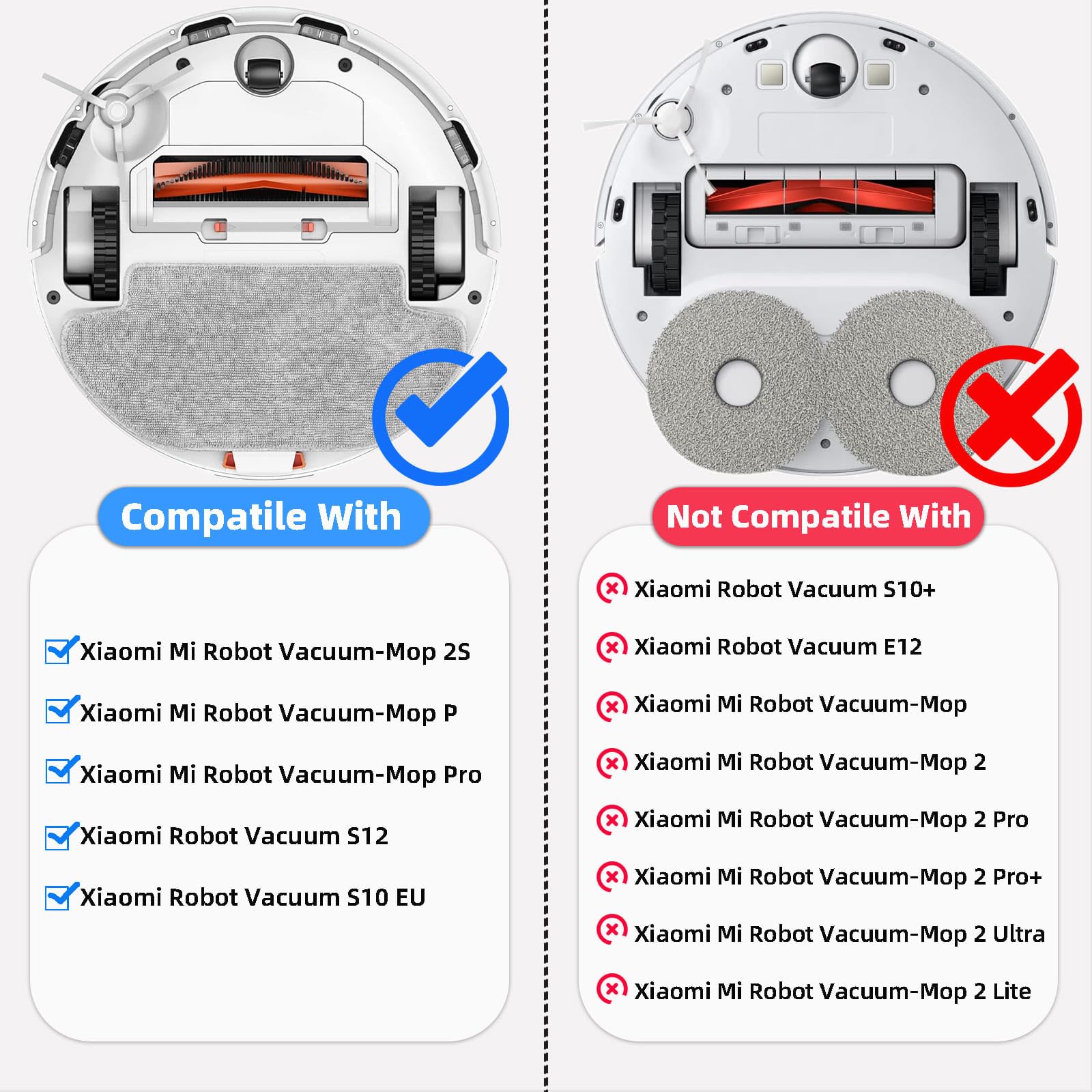 Accessori Kit di Ricambi per Xiaomi Robot Vacuum-Mop 2S / Xiaomi Robot Vacuum S12 Robot Aspirapolvere, 2 Spazzola Principale, 6 Spazzole Laterali, 4 Filtro Hepa, 4 Panni Mop