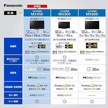 Panasonic TH-65MX950 VIERA 65V Type, 4K Double Tuner, LCD TV, Mini LED Backlight, Quantum Dot, Equipped with Anti-Tip Stand, 2023 LCD Viera Top Model