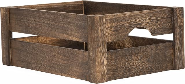 Brown Wooden Crates Retail Display Home Storage Indoor Planter Gift Hamper (Medium)