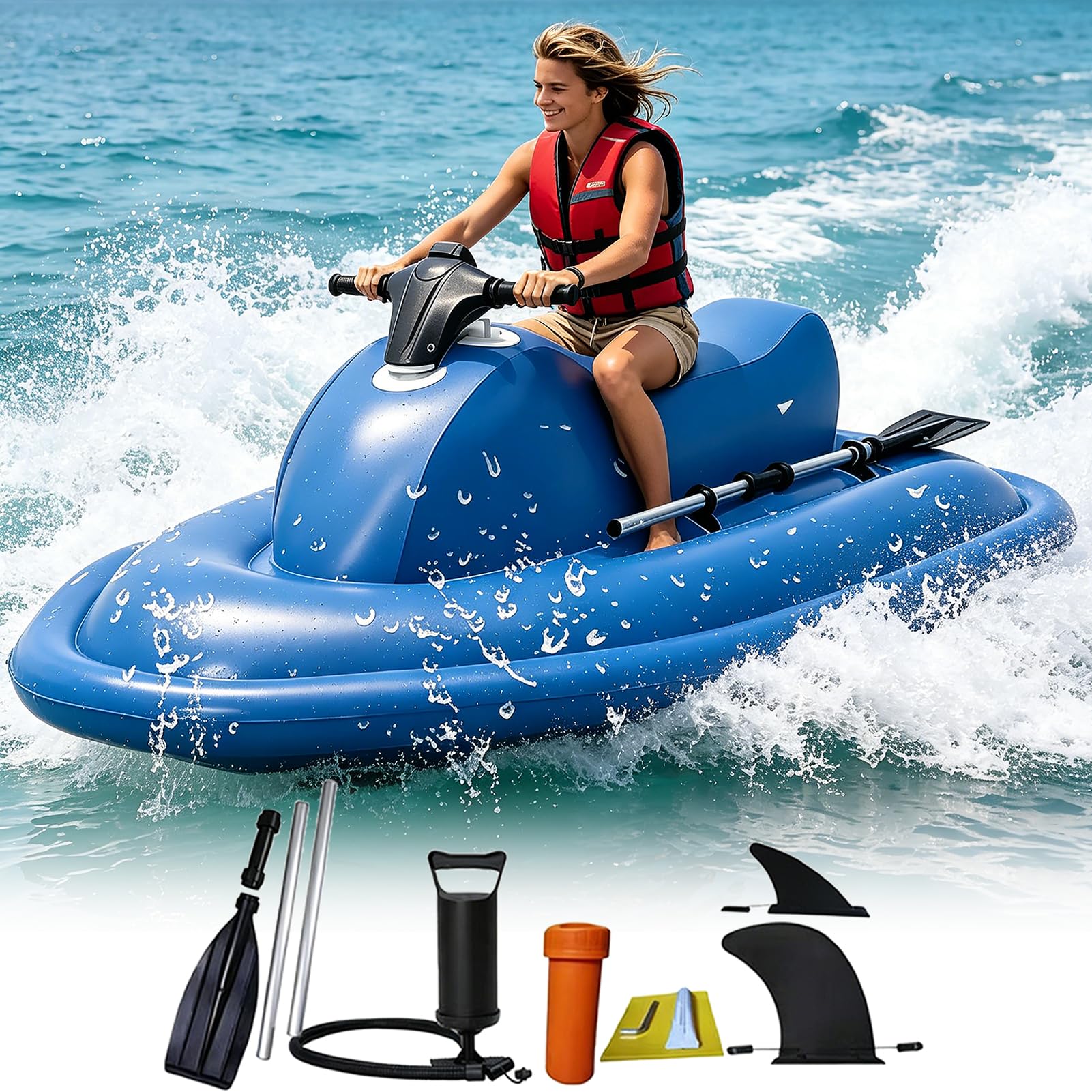 Tdsyocg Motorboat Only Electric Underwater Scooter Jet Ski | 2-Person Inflatable Jet Boat | Inflatable Jet Ski With 500W/700W Scooter & Paddle | 10000Mah/16000 Mah Battery | 150Kg Load Capacity | For Water Sports