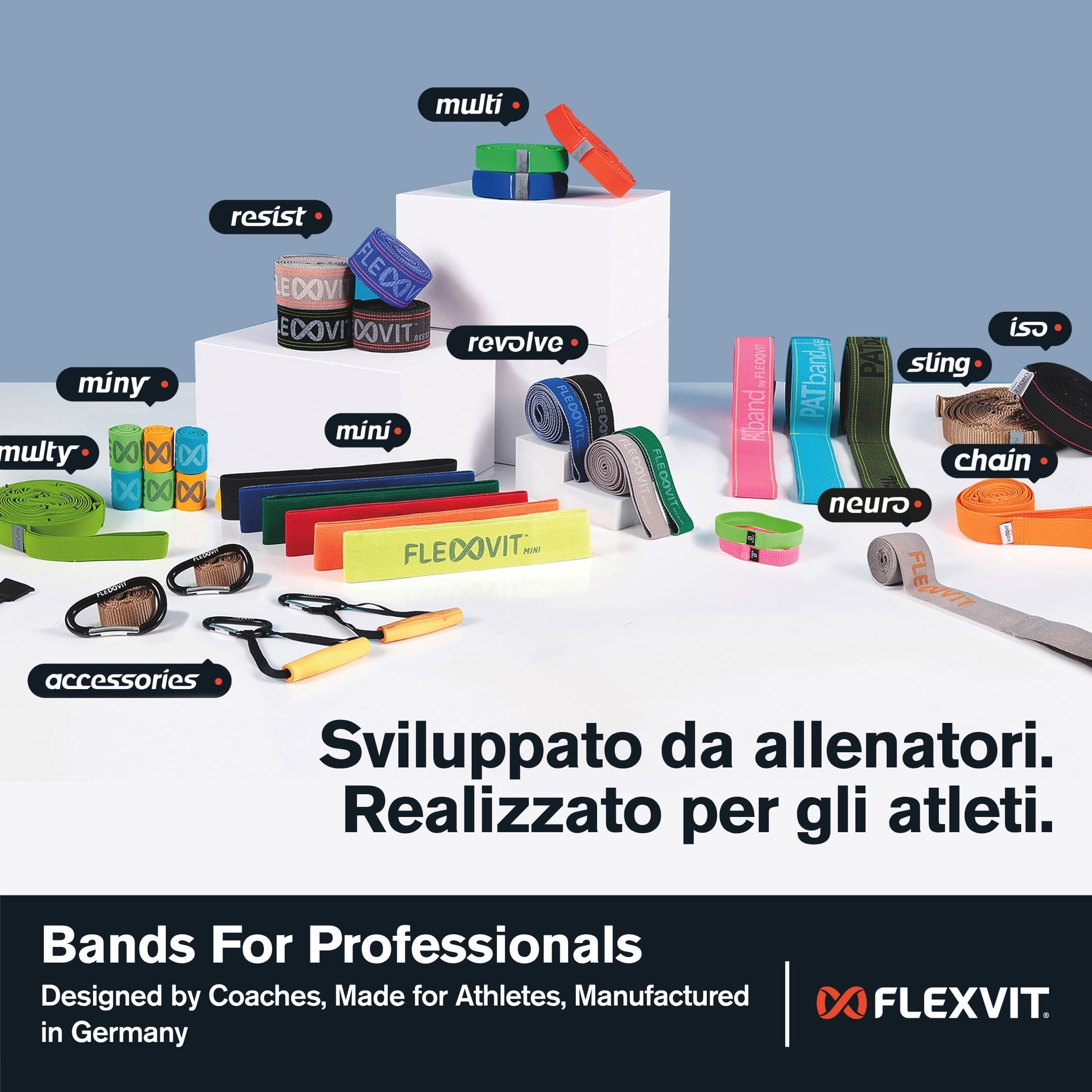 FLEXVIT Resist Band – Fascia fitness per allenamento efficace, HIT, coordinazione, stabilizzazione e salto potenza, 3 spessori, principianti e professionisti