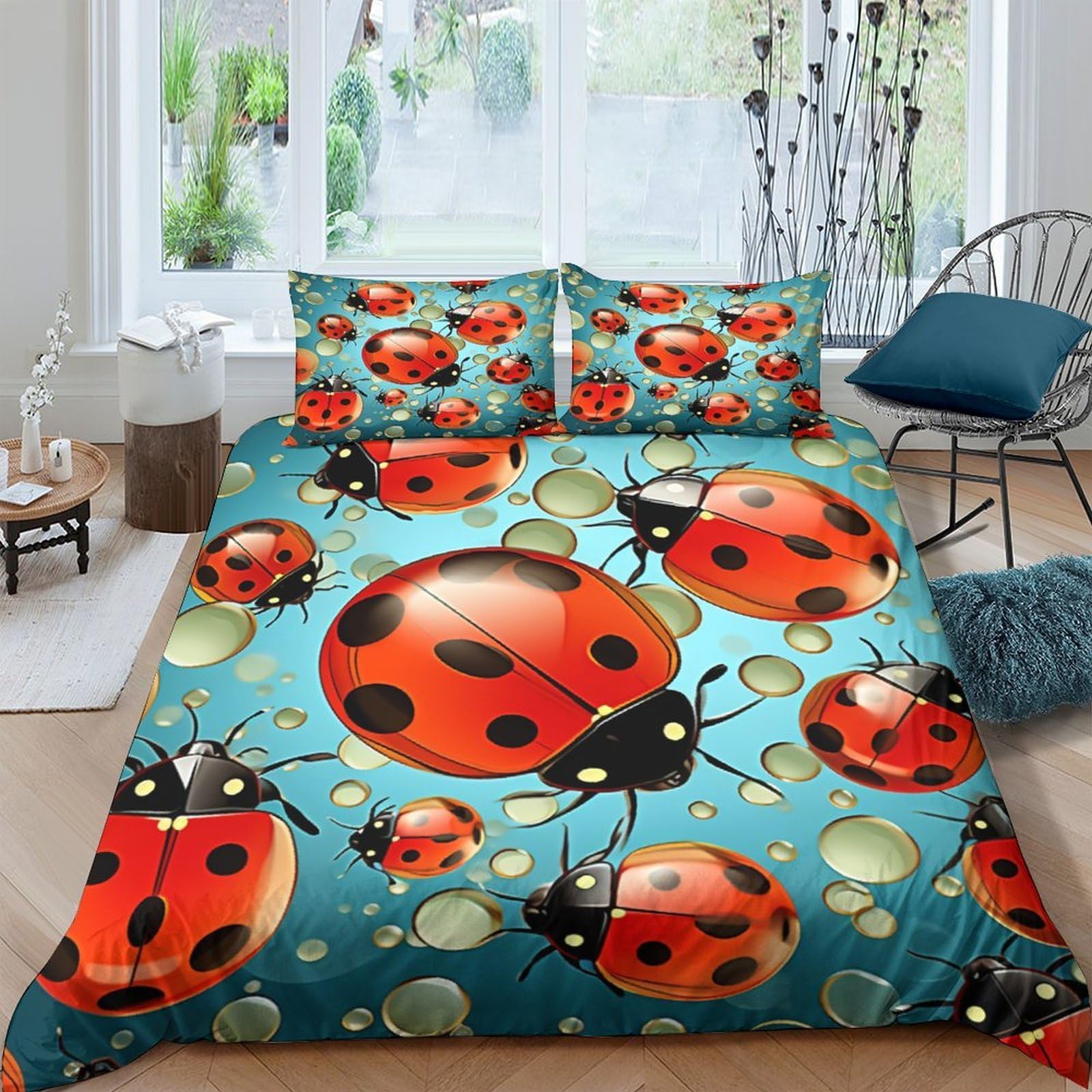 Housse de couette 3D impression village d'Halloween avec fermeture eclair pour grand lit