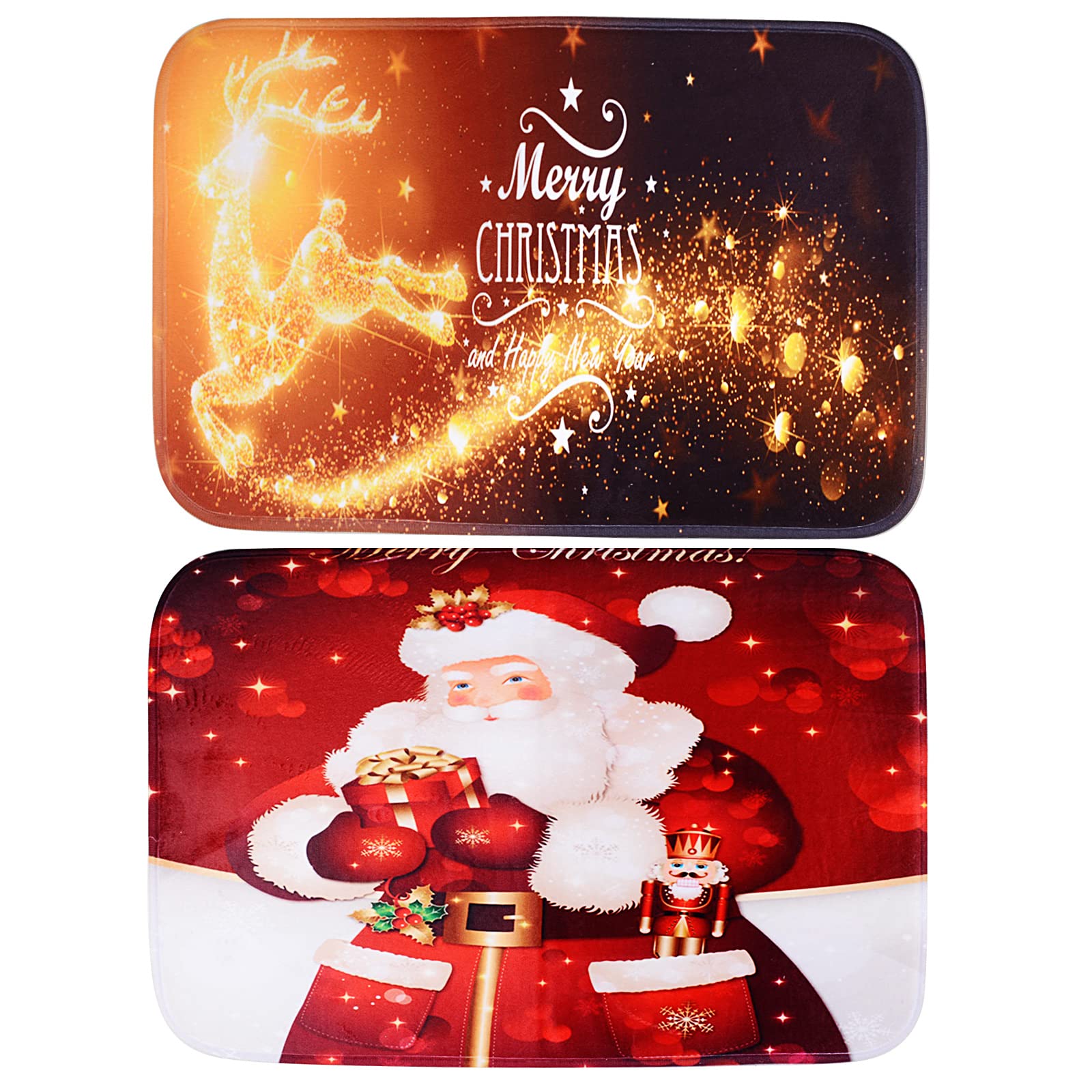 BETESSIN 2pcs Alfombra Navidad Puerta Entrada 40 * 60cm Felpudo Navideño Baño Original Felpudo Personalizado Alfombrilla Navideño para Decoración Casa Salón