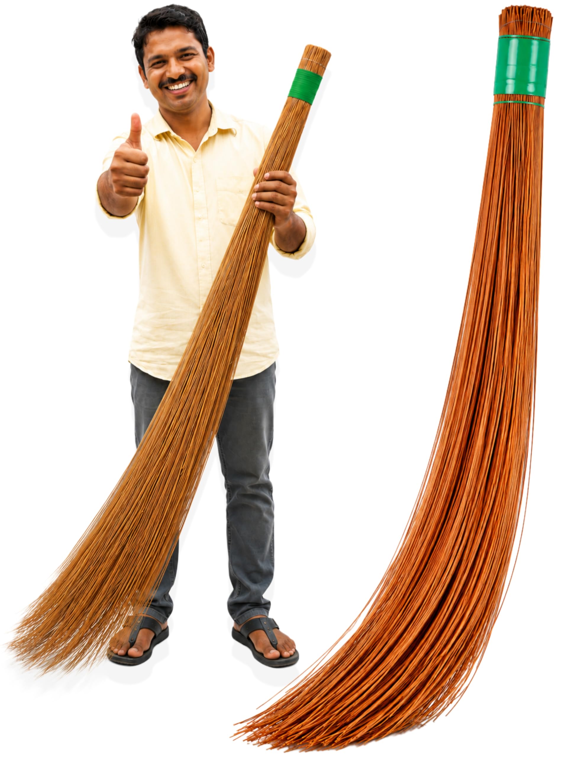 Heavy Duty Coconut Jhadu for Floor Cleaning 95 cm Long Coconut Broom Strong Durable Natural Coconut Fiber Broom Stick Bamboo Handle 210 Gram Eco Friendly 1 Pic-image-39