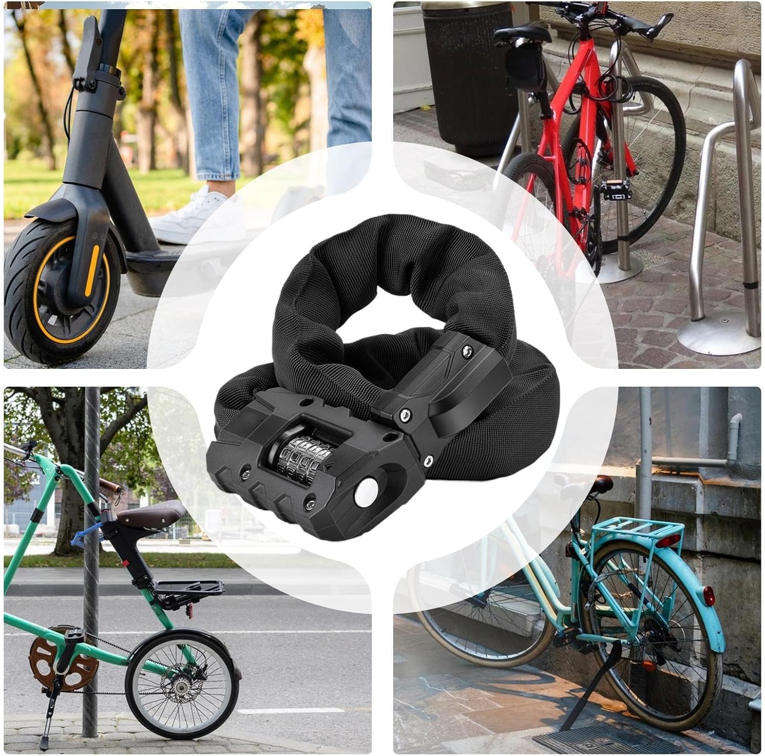 スクーターロック,90cm ヘビーデューティ 盗難防止 サイクリング 装備 - 防犯 自転車 ロック | 通勤 都市道路 旅行 アウ