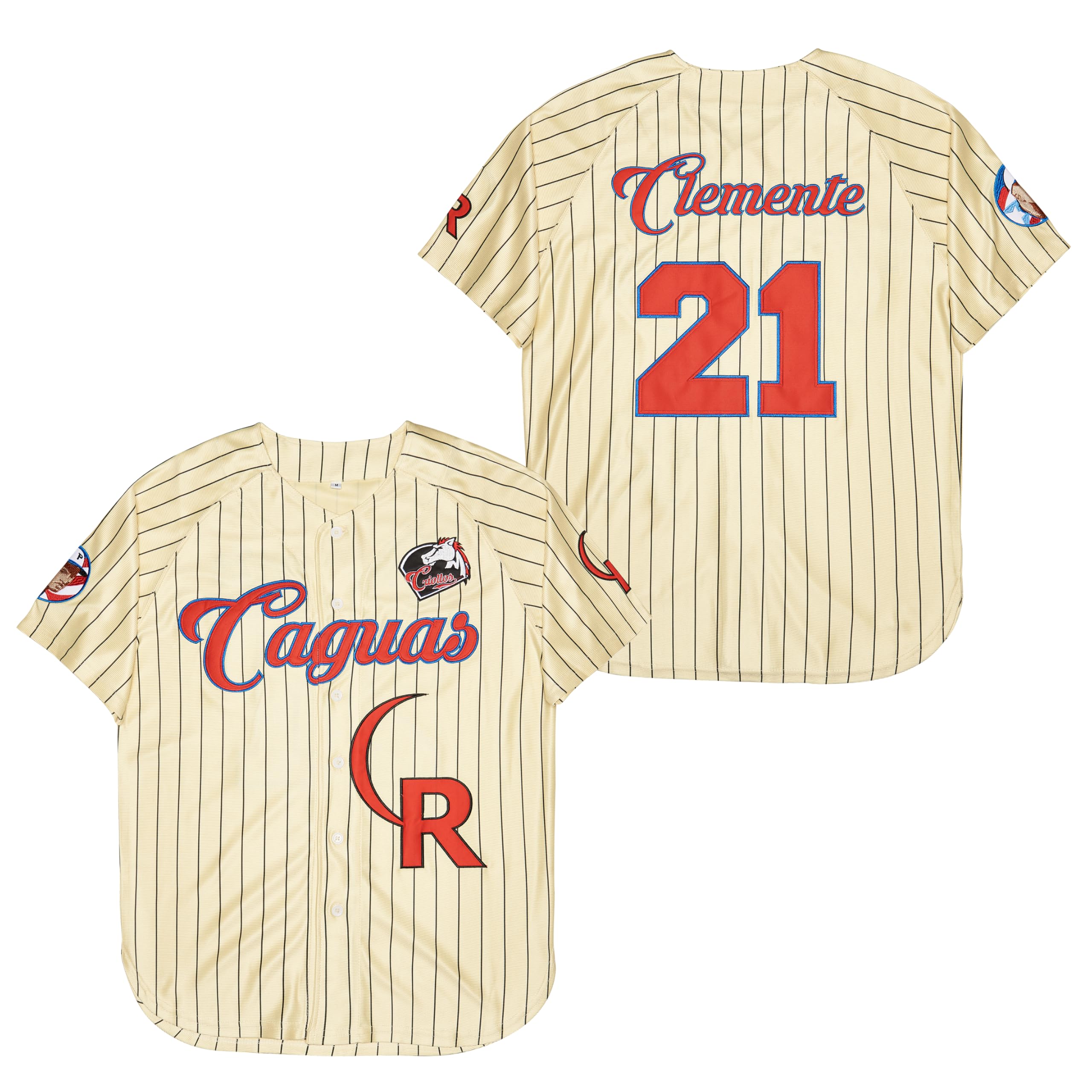 Herren Criollos Caguas #21 Roberto Clemente Baseballtrikot Puerto Rico Trikots genäht