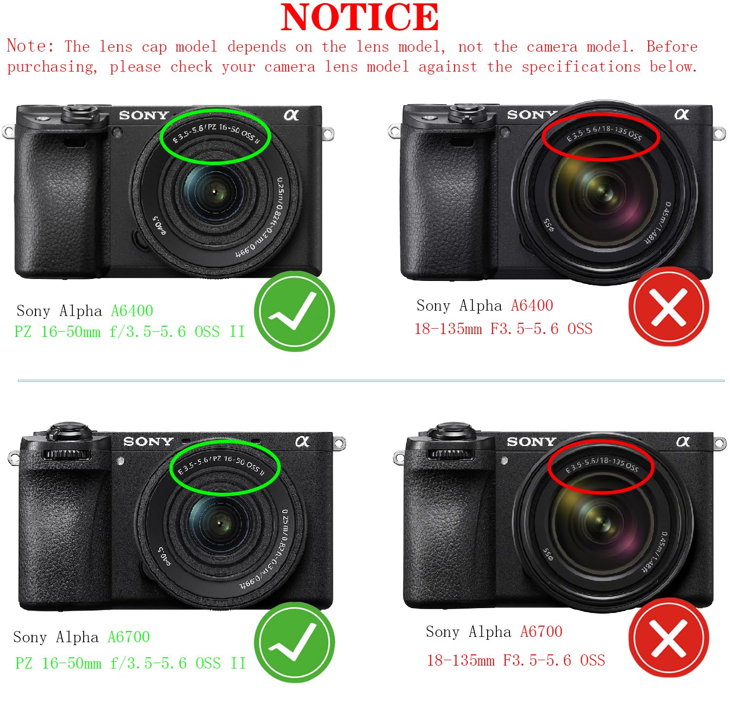 Amazon.com : 40.5mm Lens Cap Cover for Sony E PZ 16-50mm f/3.5-5.6