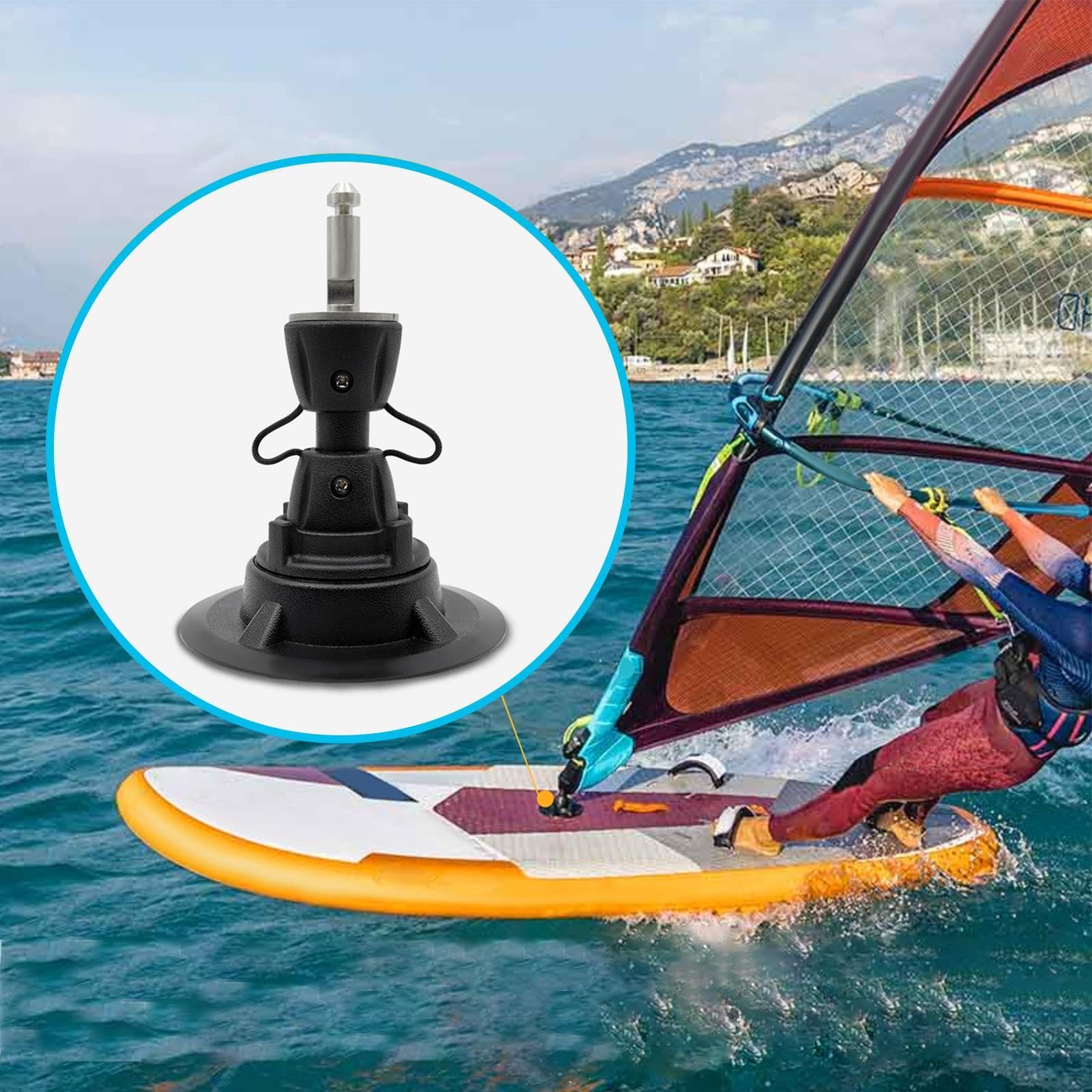 Windsurf-Mast-Basis | Stabiles Surfgelenk mit 360° Drehung | Verstellbarer Mastfuß für Windsurfen, Segel Board und Surfmast Stabiles Windsurf-Mast-Basisgelenk | 360° Verstellbarer Mastfuß f