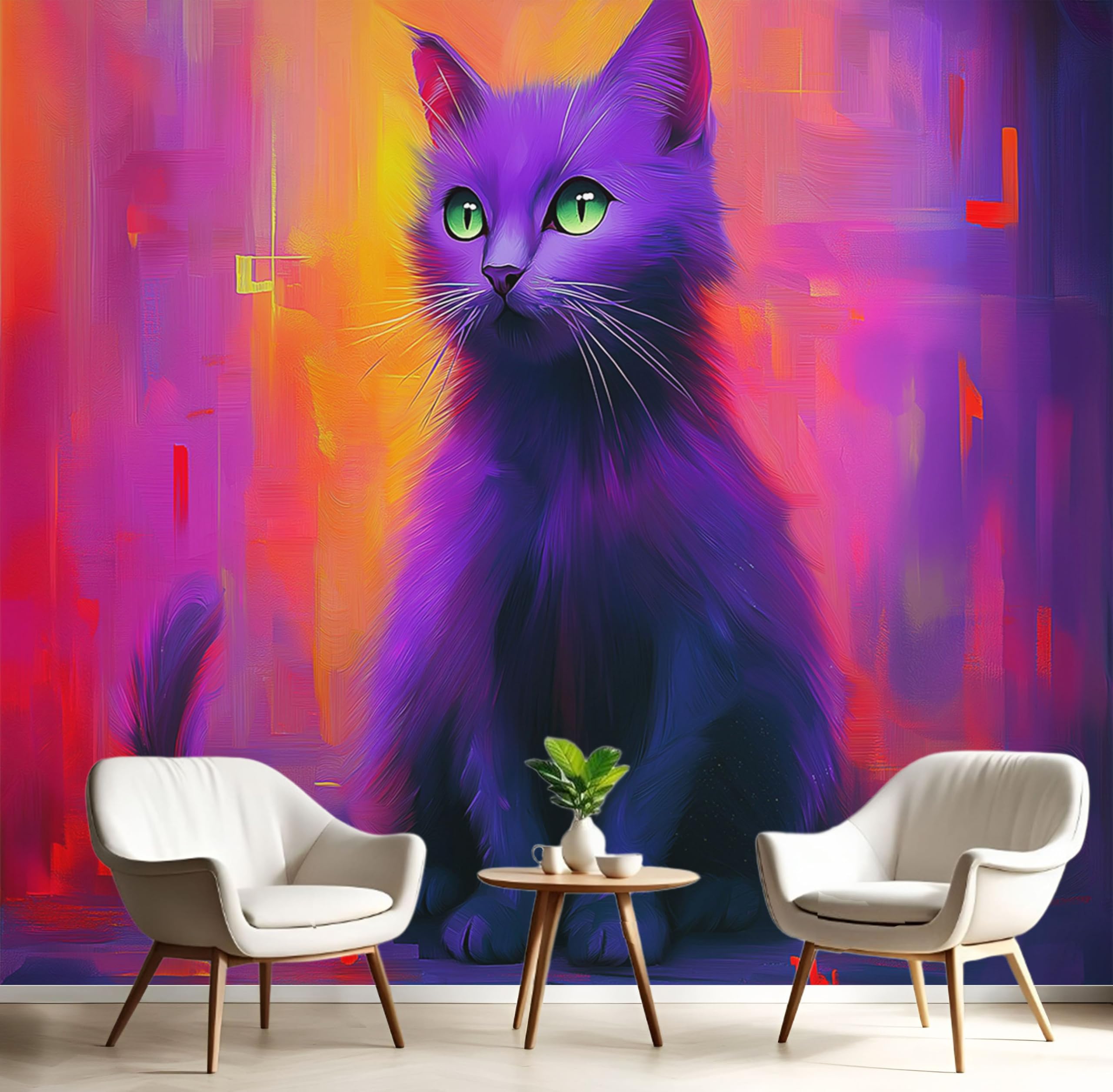 Papier peint panoramique pour chambre enfant dégradé chat noir