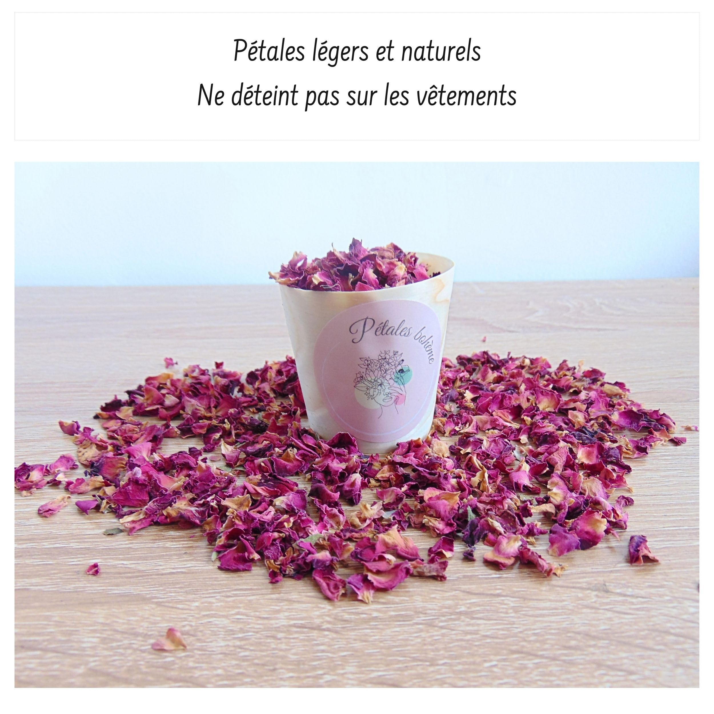 PETALES BOHEME – Confettis De Mariage Biodégradables 1L – Fleurs Séchées Jasmin & Tournesol – Déco Champêtre Fabriquée En Provence