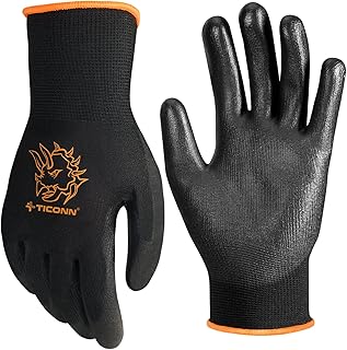 Sponsored Ad - TICONN All Purpose Work Glove Unisex Safety Work Gloves with PU Coated Slip Resistant Grip and 3D Stretch Fit