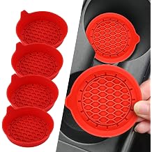 4PCS Car Cup Holder Coasters, Silicone Non-Slip Vehicle Cup Recessed Mats, Sift-Proof Automotive Interior Drink Insert Decor Accessories, Universal for SUV, Sedan, Truck Red