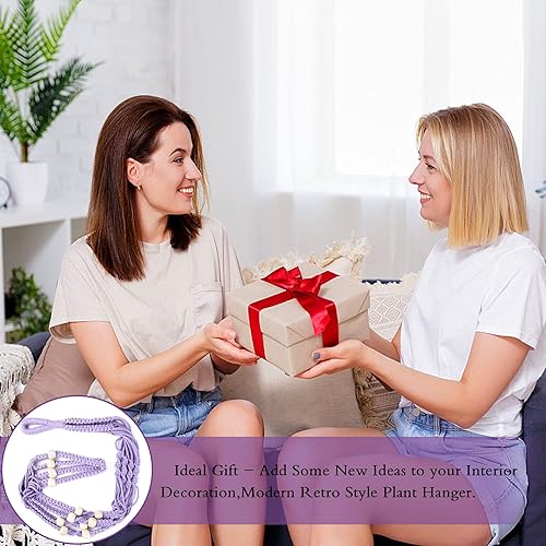 Vista 70 de Augshy 2 ganchos colgantes para plantas, para decoración de interiores y exteriores, macramé con 4 ganchos (35 pulgadas)