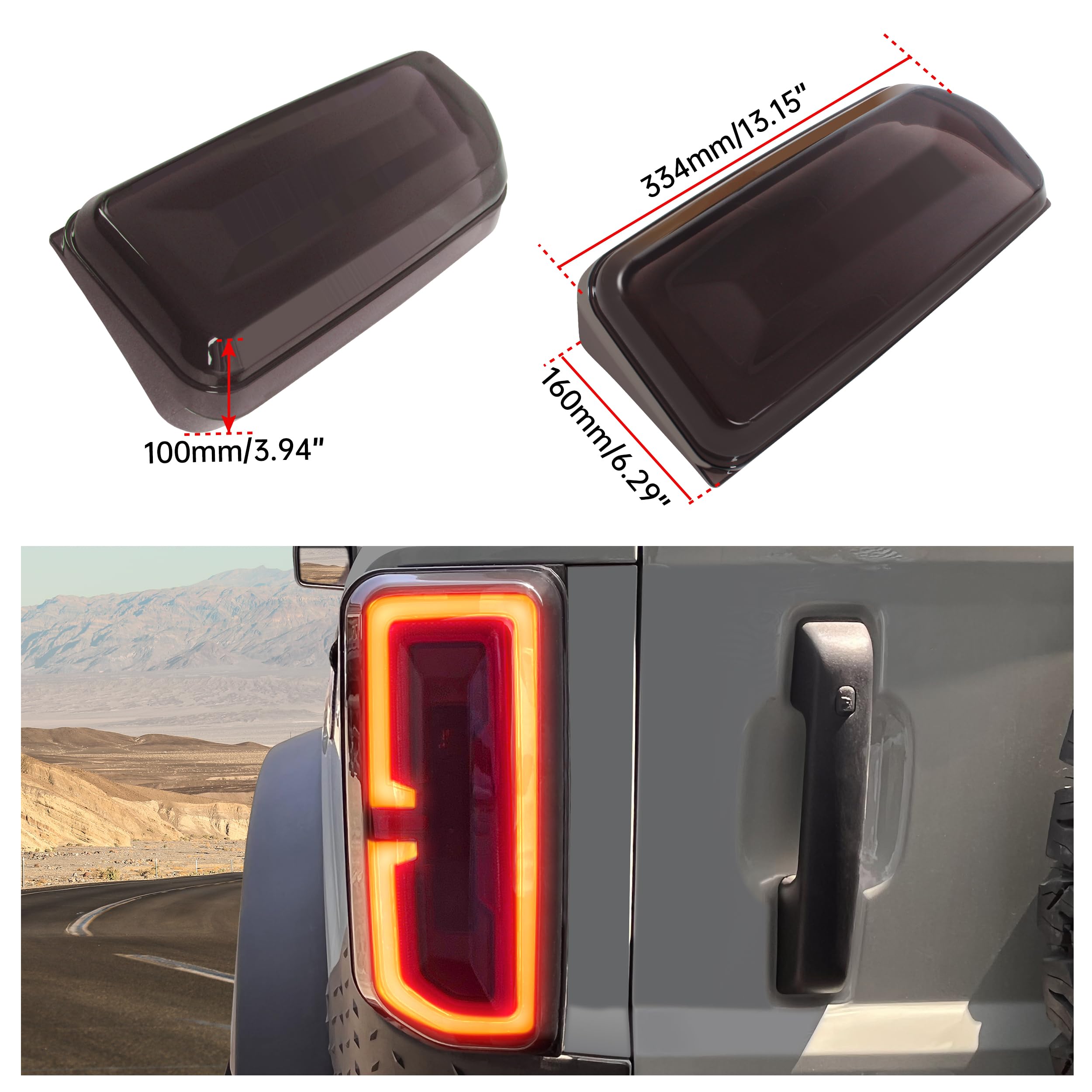 Smoked Tail Light Covers For Bronco 2021+ 2/4 Doors Taillight