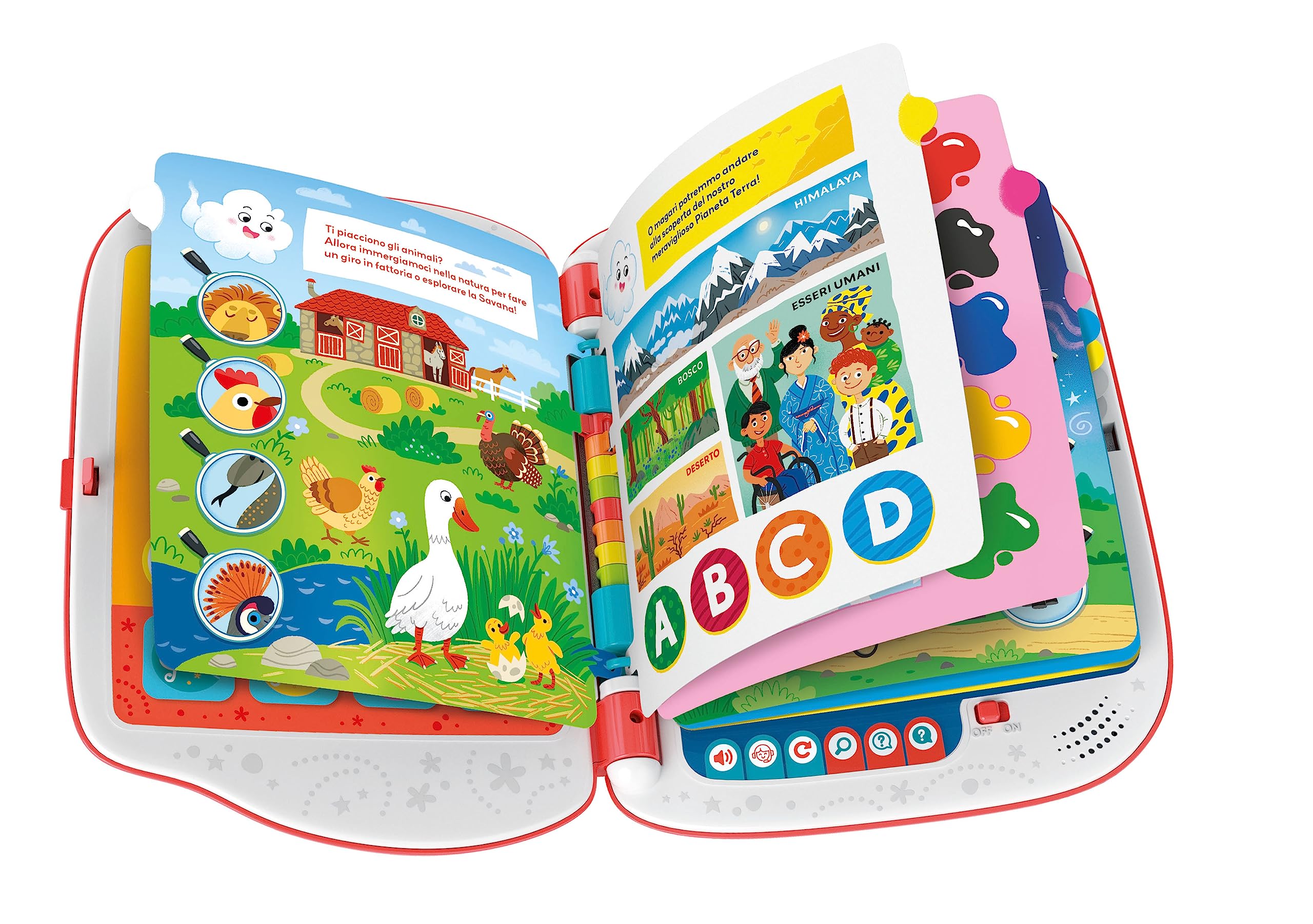 Clementoni - 16430 - Sapientino - Girapagina - Libro Elettronico Bambini, Gioco Educativo 3-6 Anni, Libro Interattivo, Elettronico Parlante, Apprendimento Acustico, Con Batterie