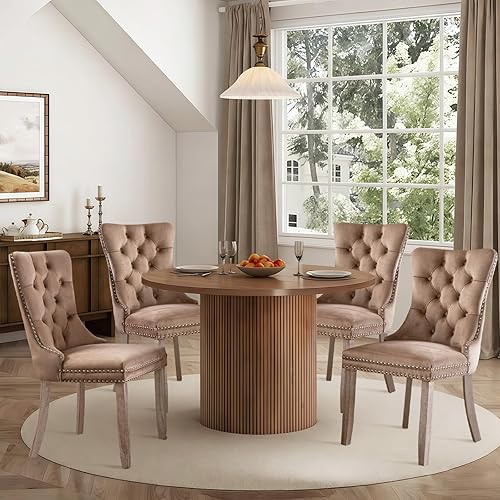 Miniatura 50 de SoarFlash Juego de 6 sillas de comedor de terciopelo, silla lateral de respaldo alto, silla lateral moderna tapizada de alta gama con capitoné y