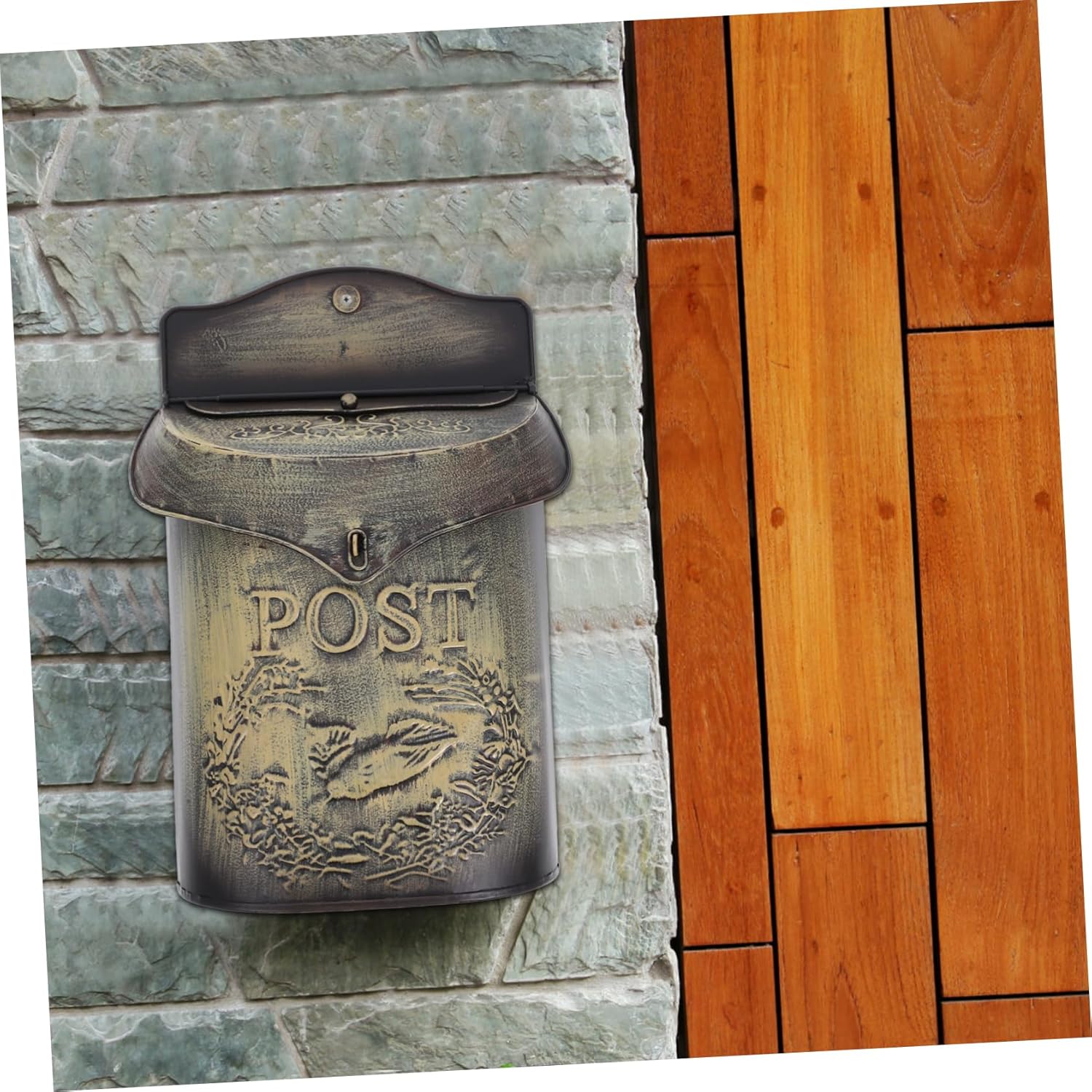 jojofuny Vintage Iron Post Box Wall Mount Mailbox Hanging Mail Organizer with Proper Capacity for Letters Newspapers and Documents Retro Style Wall Decoration for Home and Outdoor Use