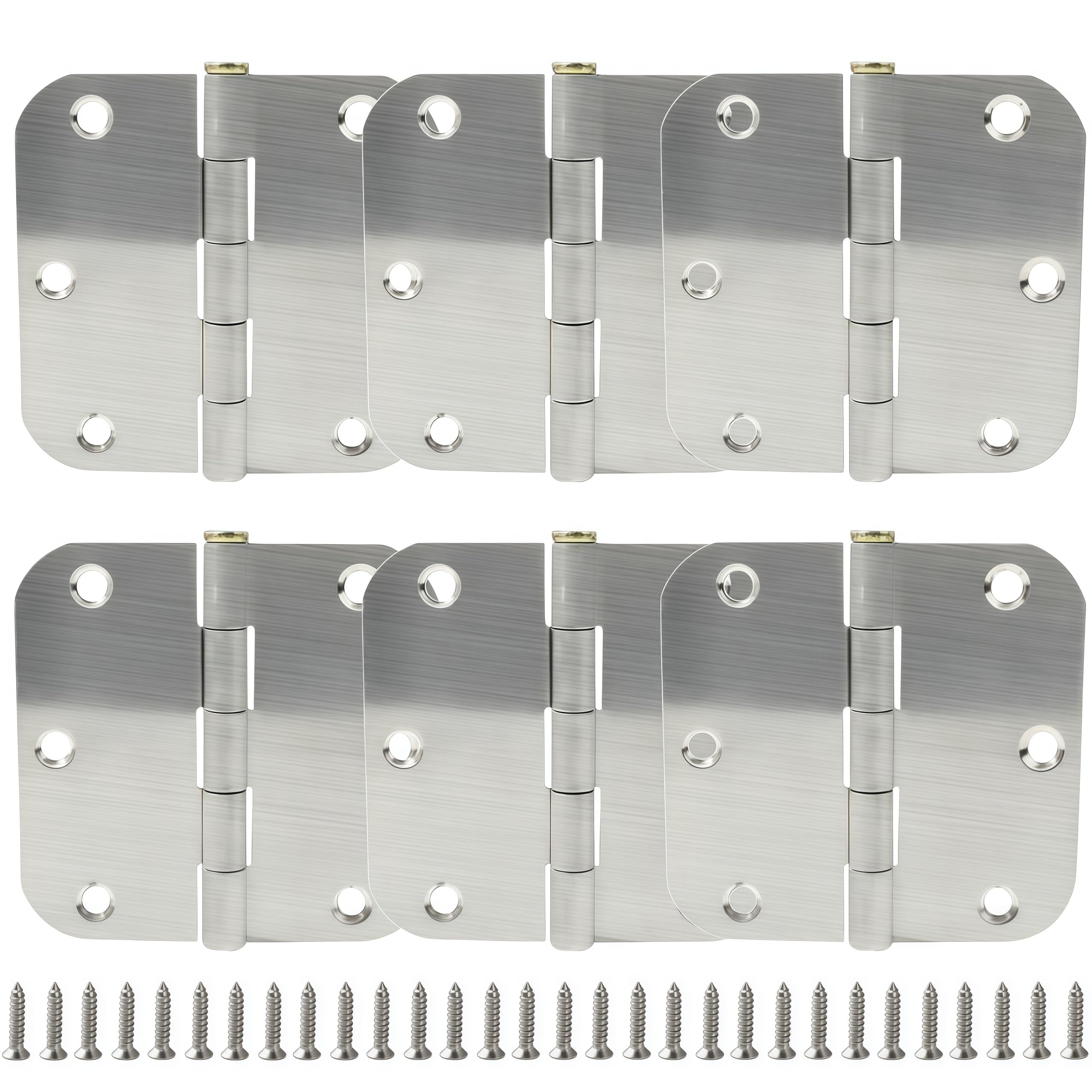 Vbnexyr Silver Hinge 6 Pack Of 3.5 Inch Stainless Steel Rounded Corner Folding Hinges For Crates Doors Windows And Diy Projects