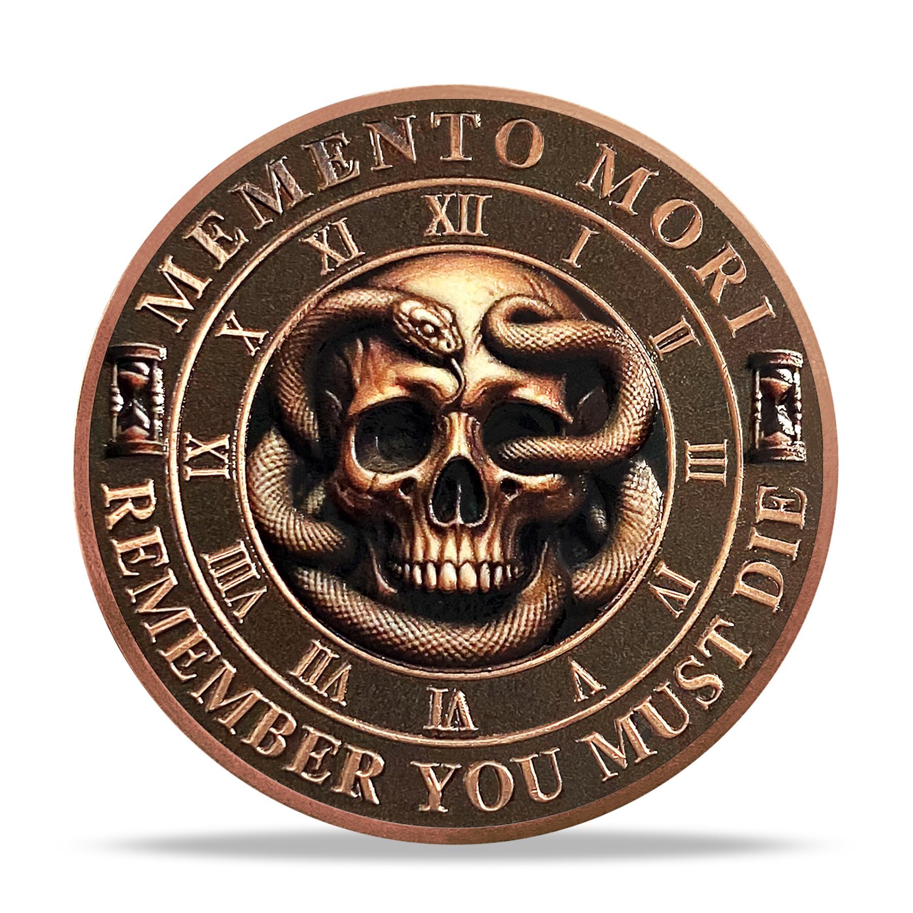 ACGZQY Skull Memento Mori Coin Tree of Life Memento Vivere Coin with Snake - Stoic EDC Challenge Coin for Daily Practice - Enjoy Today Motivational Reminder Token Stoicism Gifts - Image 3