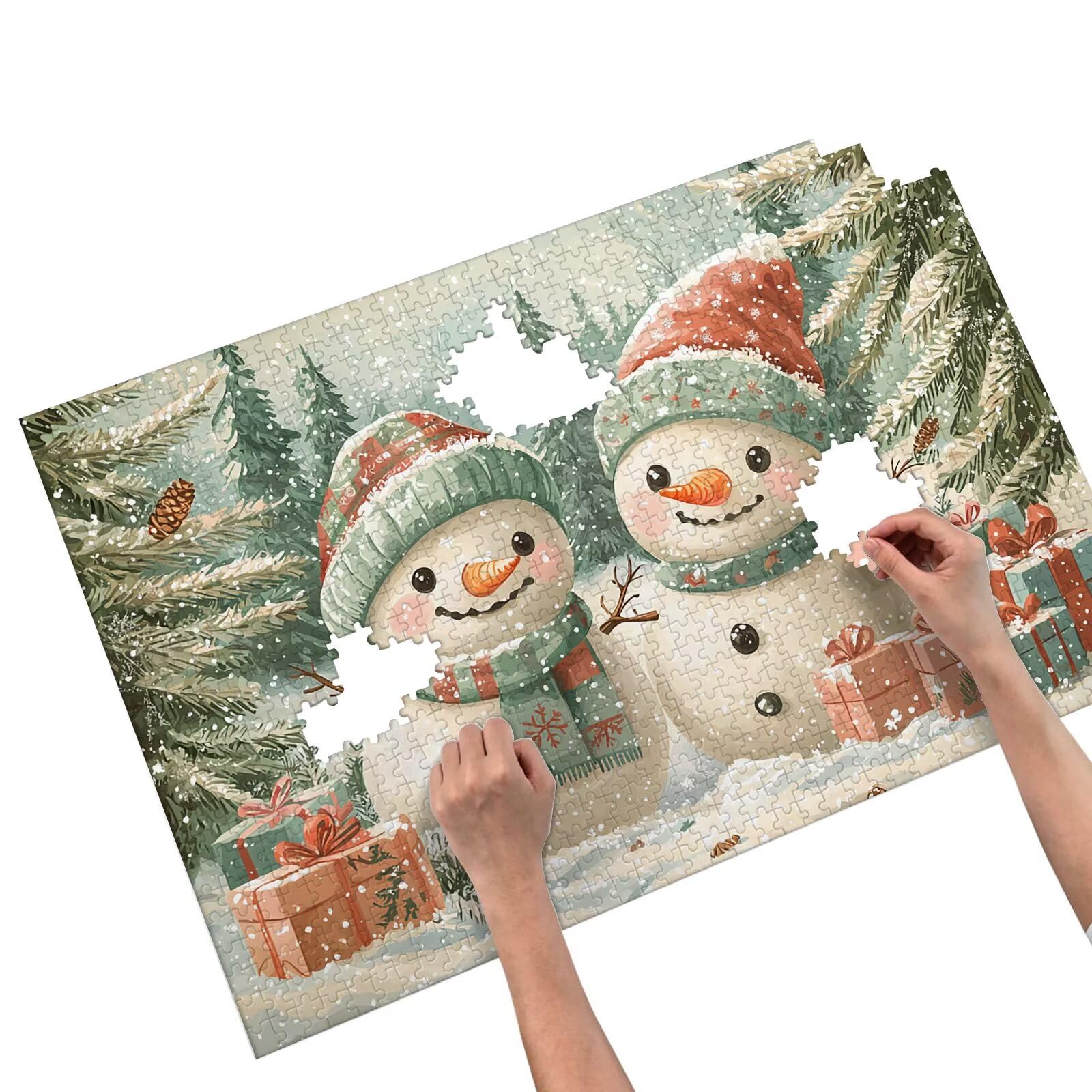 Puzzle 2000 Pezzi, Puzzle 2000 Pezzi per Adulti, Gioco Educativo Fai Da Te con Scatola Regalo per Adulti, Legno Spesso e Resistente, Impegnativi Rompecapo, Regalo Donne, Tema: Pupazzo di Neve, D-73