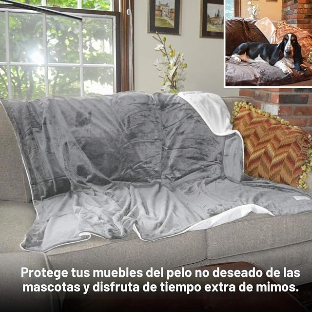 Foto 2 de 8 de PetFusion Premium Large Dog Blanket (53x41). Reversible Gray Micro Plush. [100% Soft poliéster]