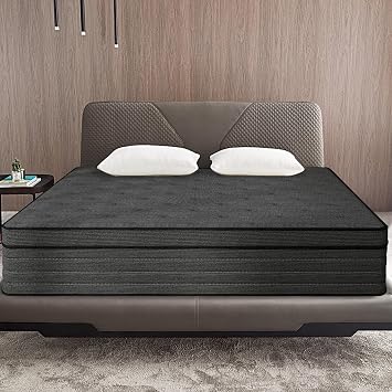 8 Inch King Size Black Hybrid Mattress for Back & Lumbar Support,Cool Fresh Sleep Single Mattress in a Box,CertiPUR-US No Fiberglass Gel Memory Foam Mattress 8 Inch, King