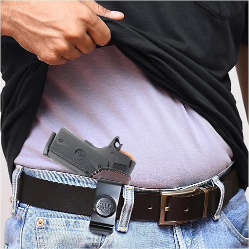 Miniatura 2 de PH - Funda de cuero genuino para pistola de 3 pulgadas 1911 de 3 pulgadas, funda de piel oculta de cuero, cómoda apéndice de transporte diario,