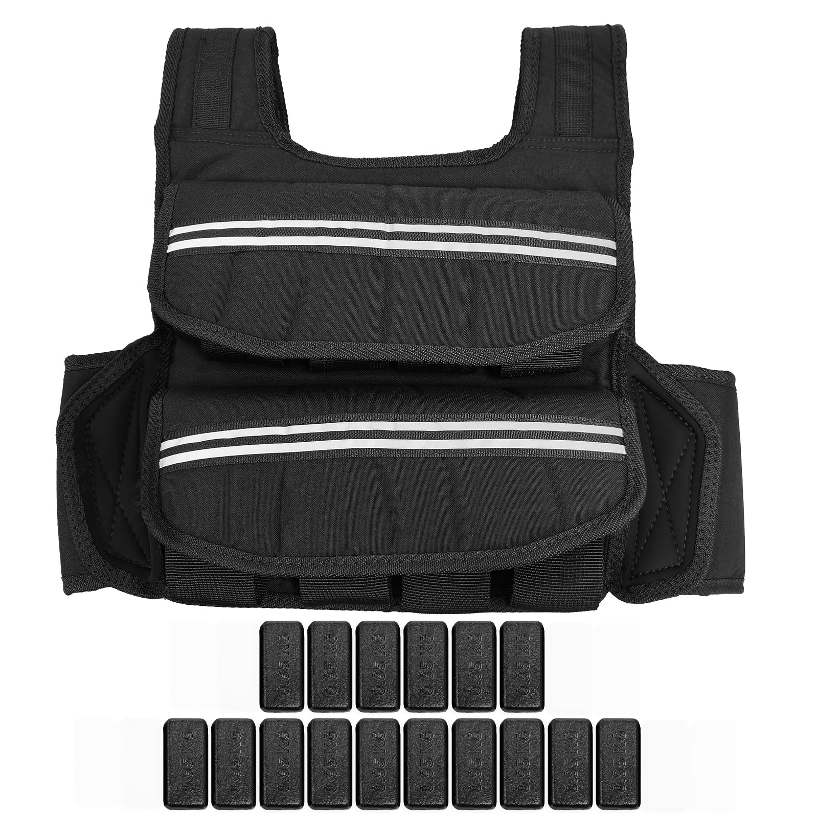 Adjustable Weighted Vest for Men Women Strength Training Weight Vests with Reflective Stripe Pocket Shoulder Pads Workout Equipment
