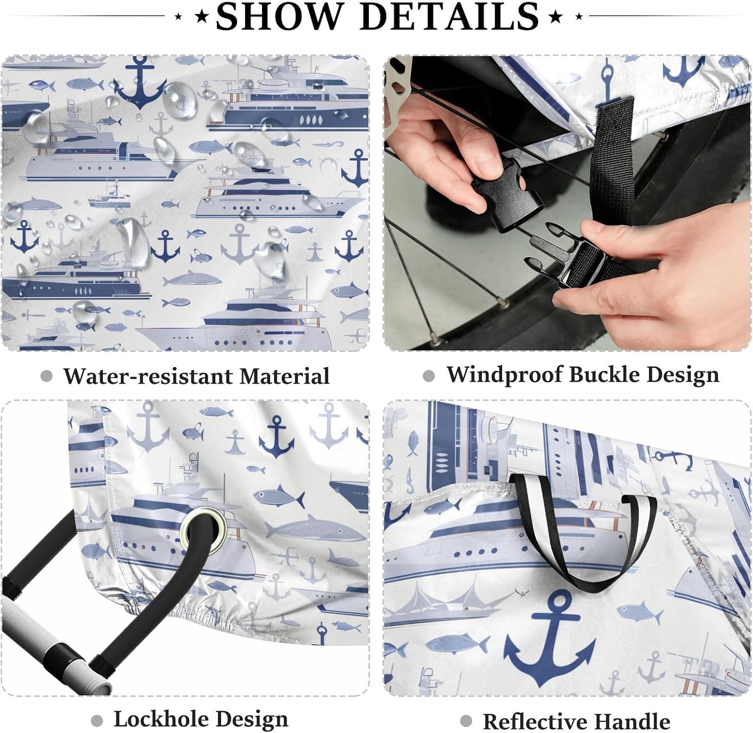 Yacht Ocean Light Blue Cover for Bike Waterproof Motorcycle Cover Bikes Storage