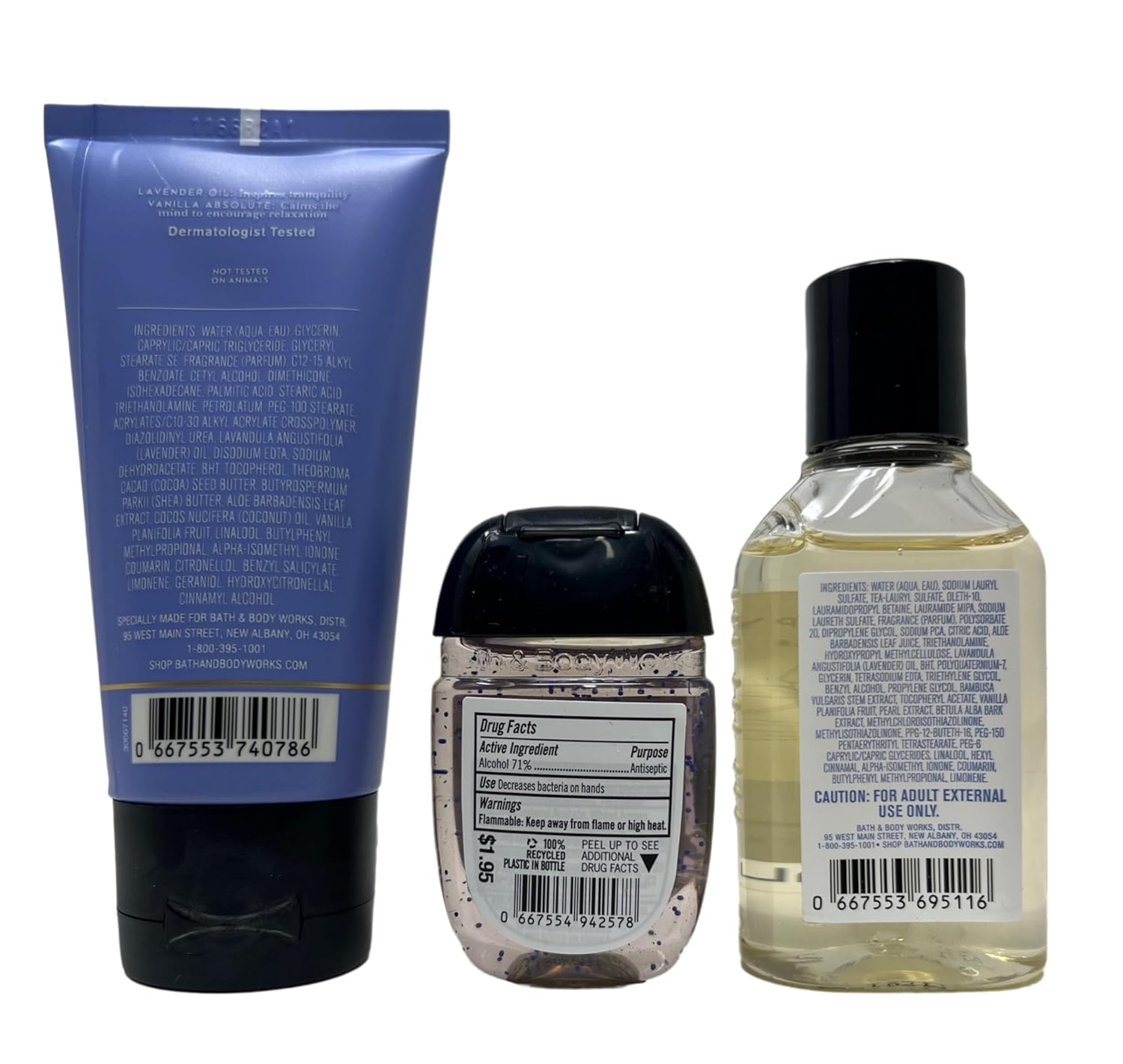 Bath & Body Works Aromatherapy Sleep Lavender Vanilla Travel Gift Bag Set - Body Cream - Body Wash + Foam Bath - Hand Gel Travel Size with a Himalayan Salts Springs Sample Soap.