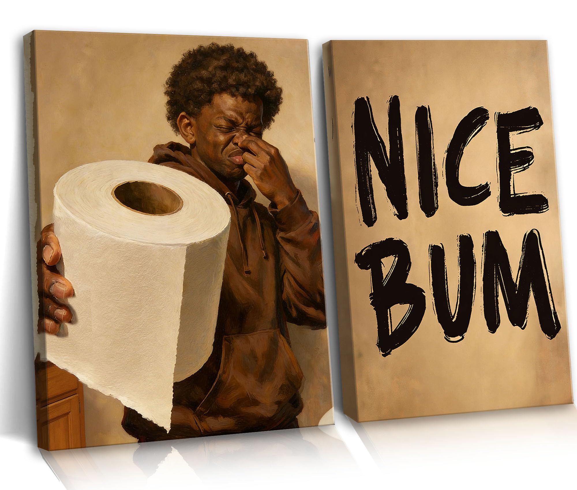 Frimeeme Funny Bathroom Canvas Wall Art Set of 2, 12x16, Framed