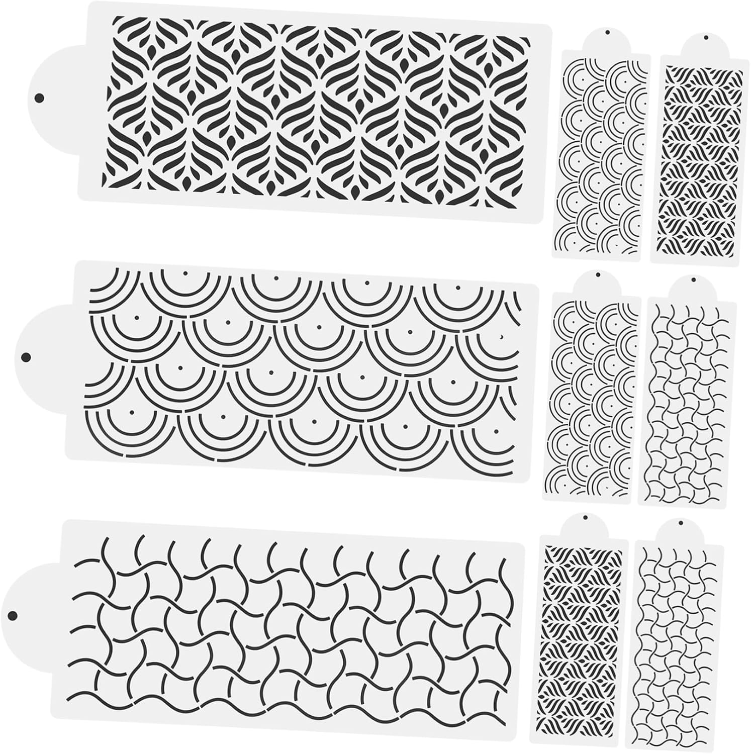 Amosfun 12Pcs Hollow Cake Stencils for Baking Versatile Printing Molds for Cake Decorating DIY Crafts Scrapbooking and More for Weddings Birthdays Anniversaries