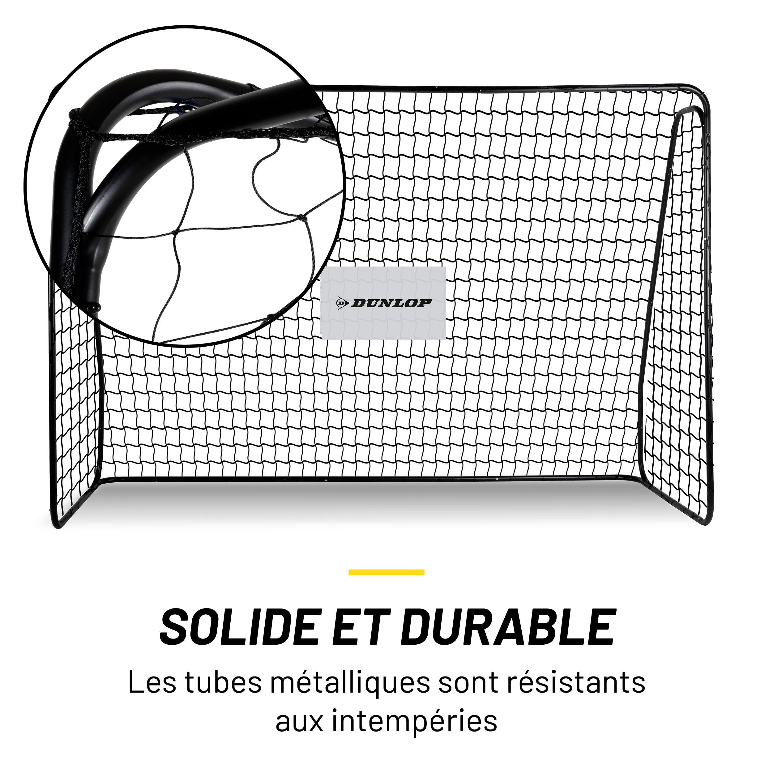 Dunlop Fußballtor - 240 x 160 x 85 cm - Metall - Fußballtrainingszubehör für Alle Altersgruppen - Einfache Montage - Schwarz/Rot