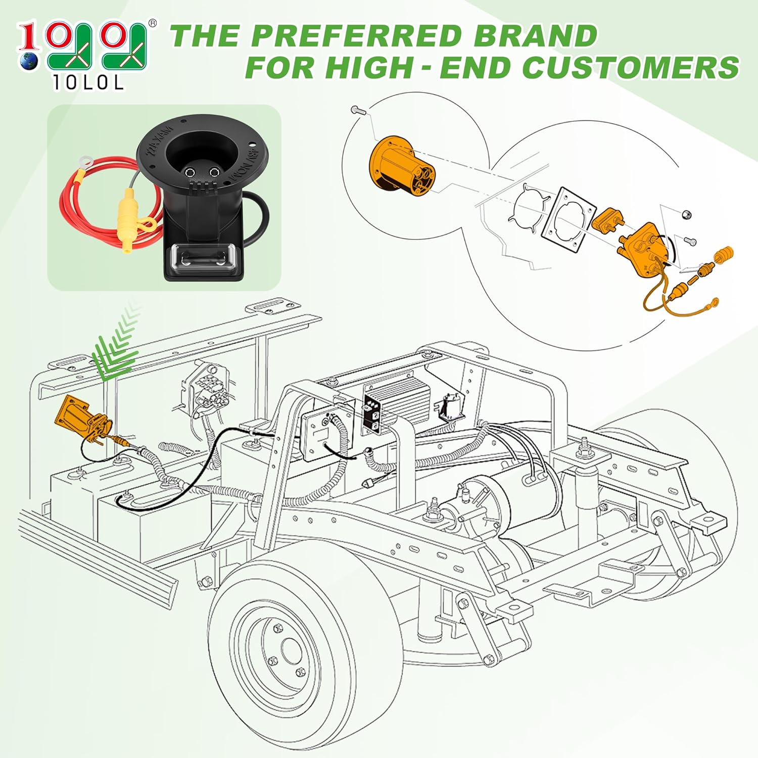 10L0L Club Car DS Charger Receptacle - 101802101 1017968-01 1018949-01 - Club Car Charger Port 48 Volt