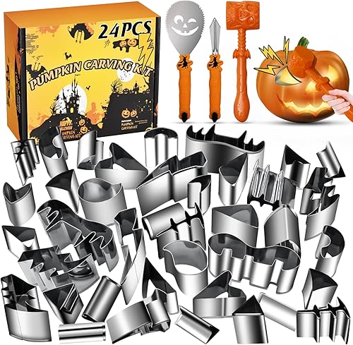 WANNTS Kit de tallado de calabaza para Halloween, juego de tallado de calabaza seguro y fácil para niños, herramientas de tallado de calabaza de