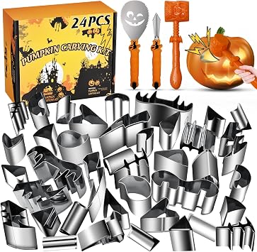 With HammerPumpkin Carving Kit Halloween, Safe and Easy Pumpkin Carving Set for Kids, DIY Stainless Steel Pumpkin Carving Tools for Halloween Decoration Jack-O-Lanterns, Gift for Halloween