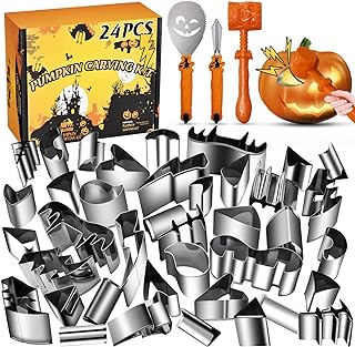WANNTS Pumpkin Carving Kit Halloween, Safe and Easy Pumpkin Carving Set for Kids, DIY Stainless Steel Pumpkin Carving Tools for Halloween Decoration Jack-O-Lanterns, Gift for Halloween(With Hammer)