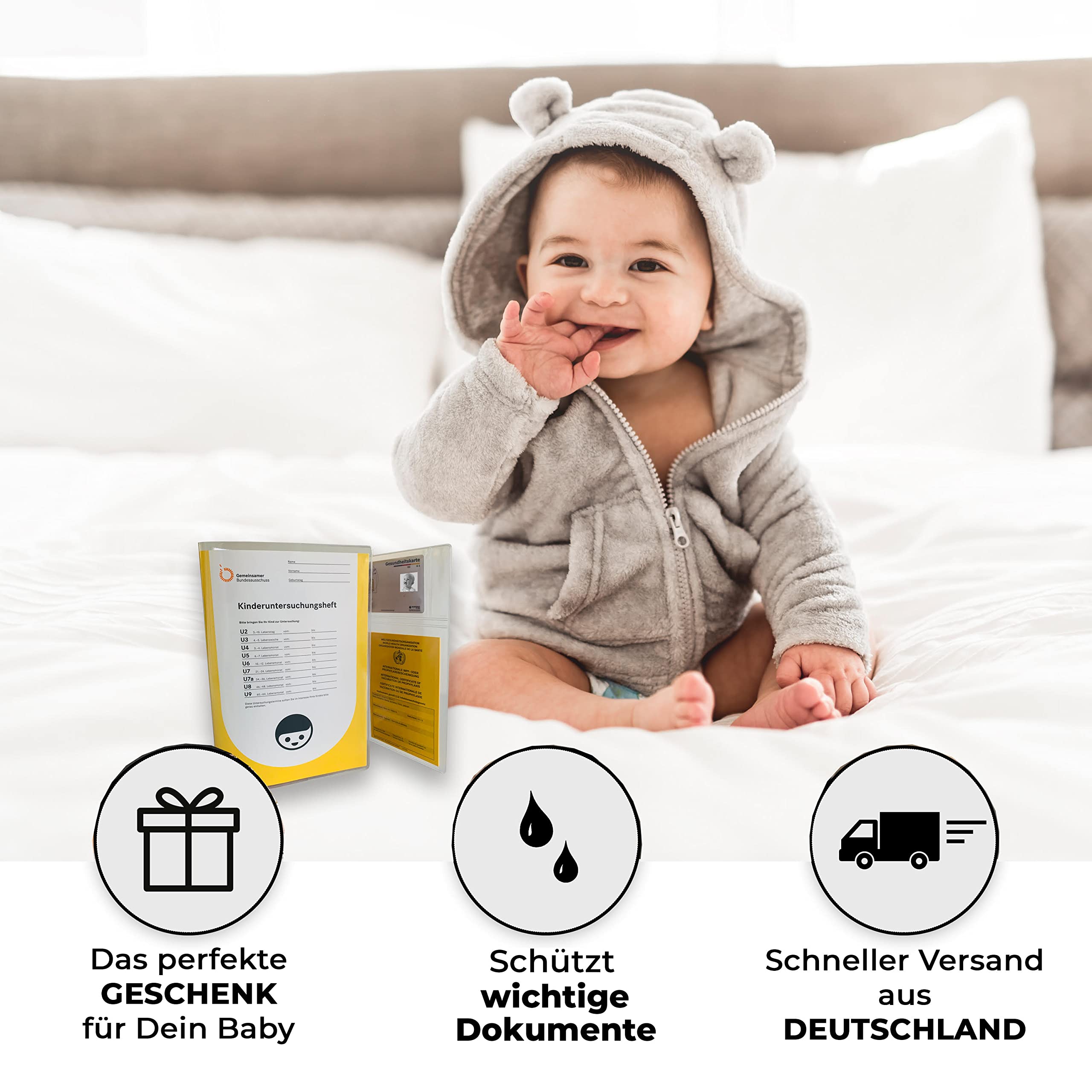 Lot de 3 housses de protection - Qualité supérieure - Protection des documents importants - Organza pour carnet d'examen - Naissance