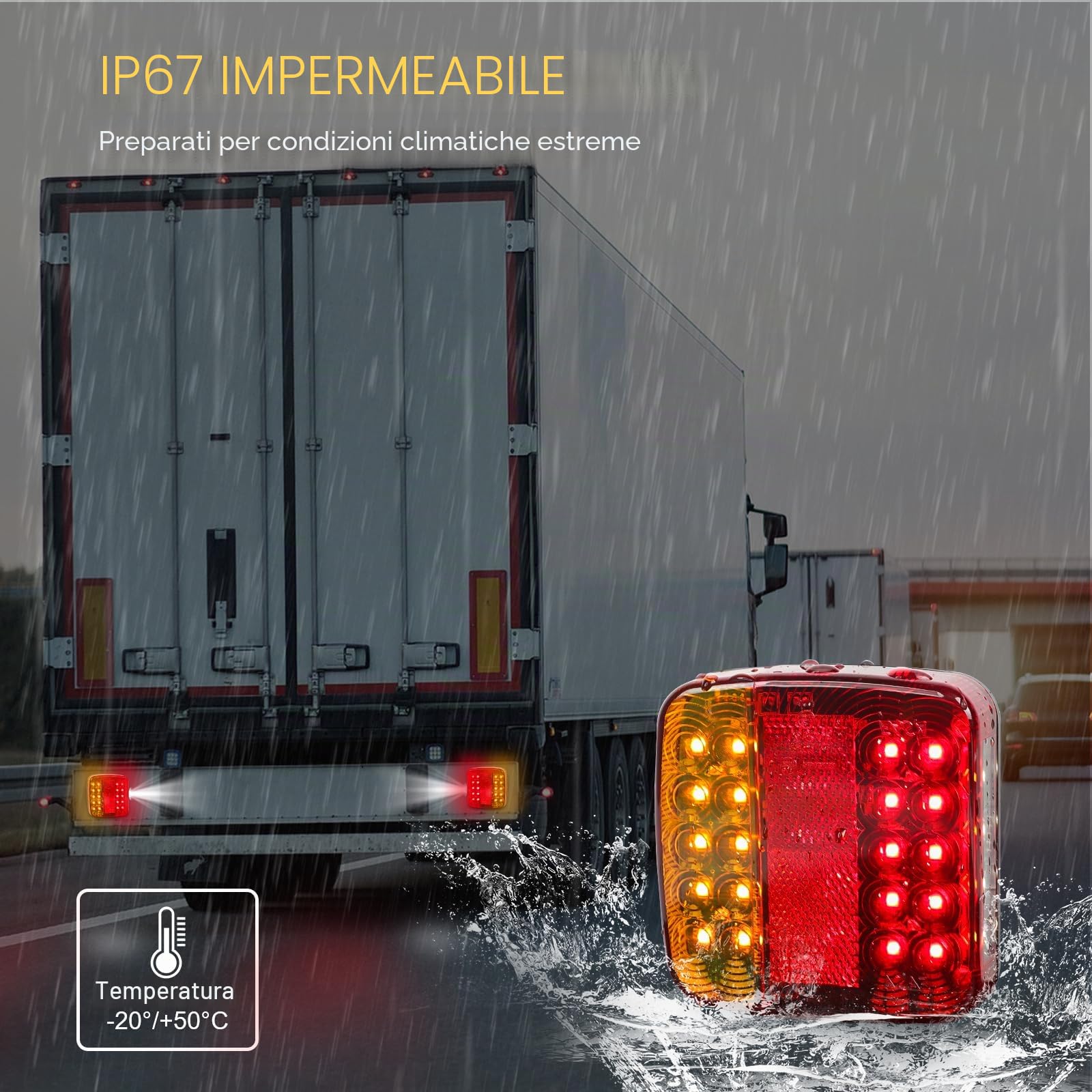 LED Fanali posteriori rimorchio senza fili 12V magnetico kit Fanale posteriore wireless portatile per rimorchi auto, roulotte, veicoli agricoli, camper- ricaricabile, impermeabile, E11
