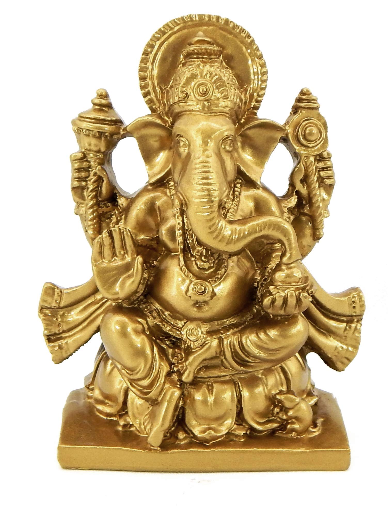 Buy Bellaa 24306 Ganesh Statues Hindu Good Luck God Golden Ganpati Idol ...