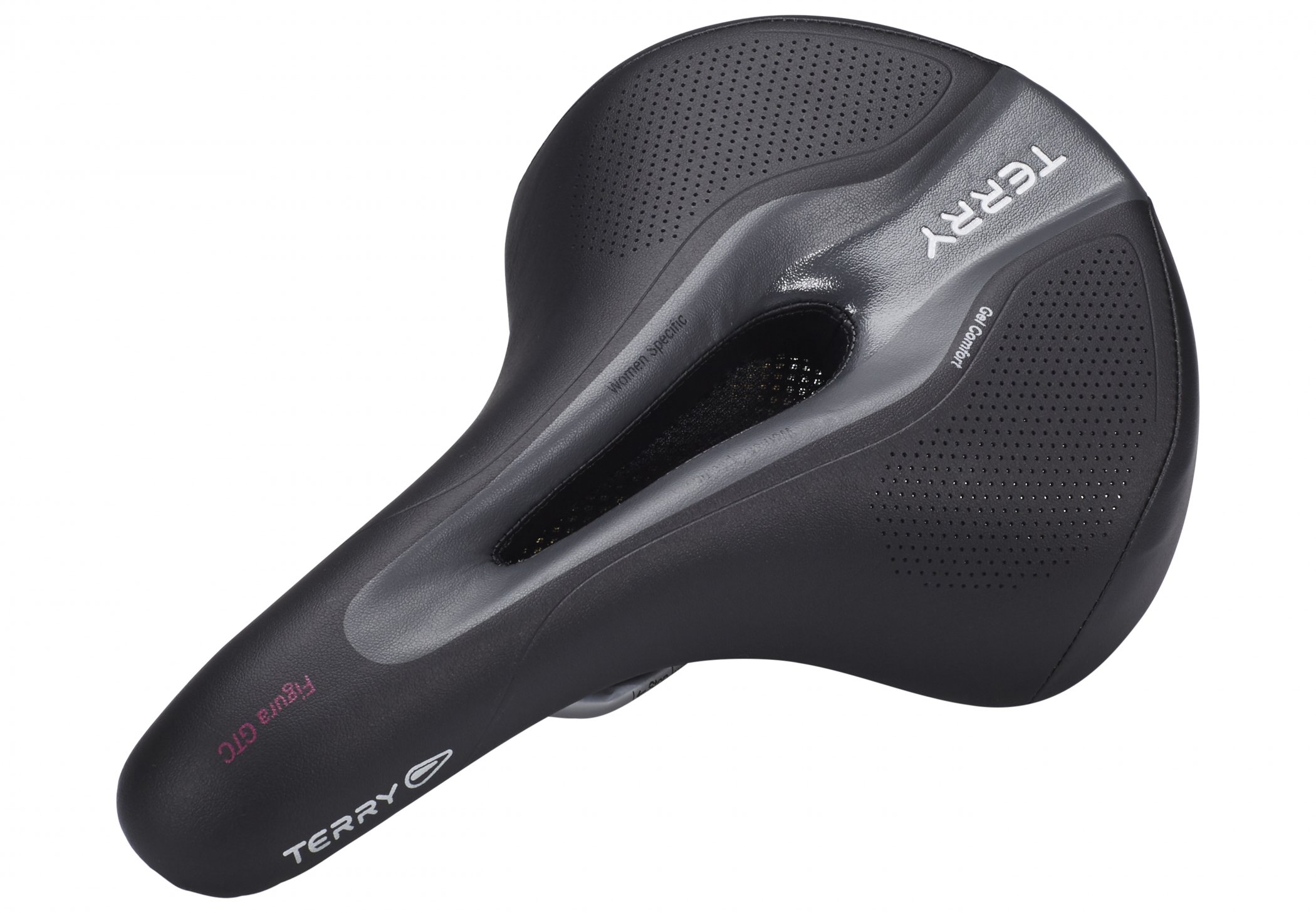 Terry Figura GTC 423 006 08 Gel Woman Saddle with CrMo Frame and WeatherMax Dura Silk Upper Material in Black, Seat Width: 9 cm - 12 cm