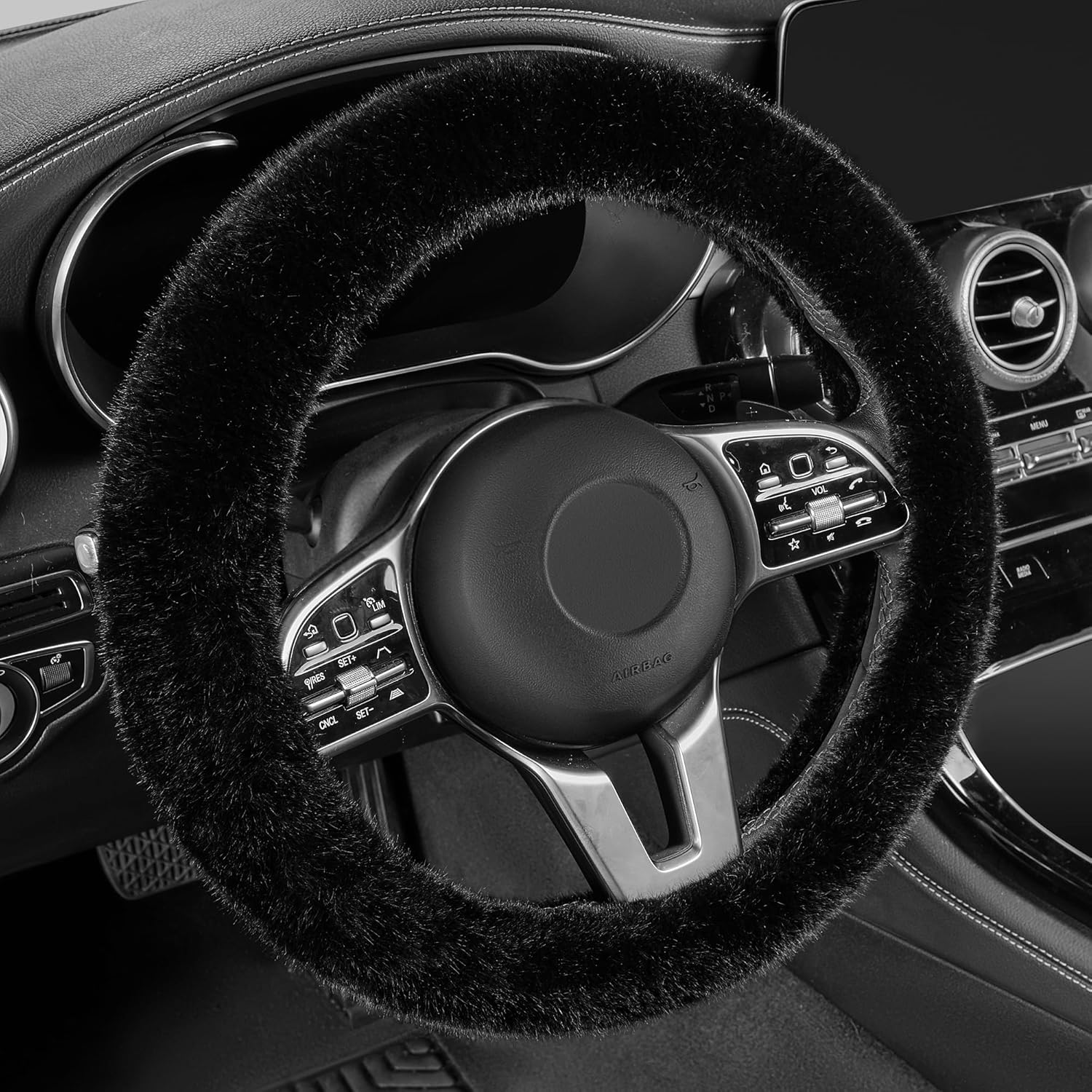LACDL Fuzzy Winter Steering Wheel Covers for Women, Warm