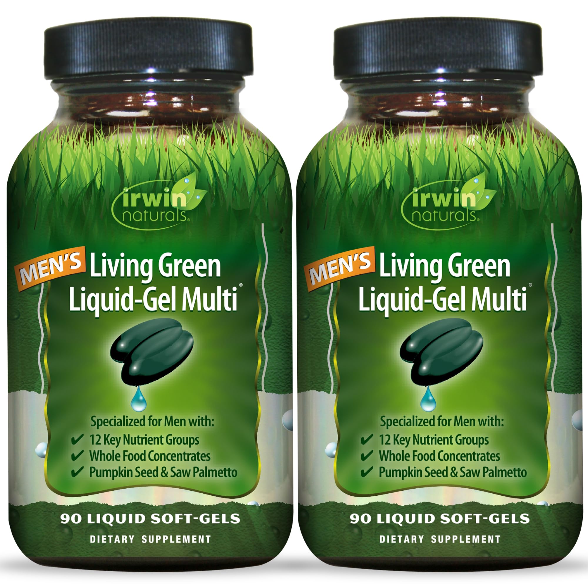 Irwin Naturals Men's Living Green Daily Multivitamin | 90 Softgels 2-Pack 90 Count (Pack of 2)