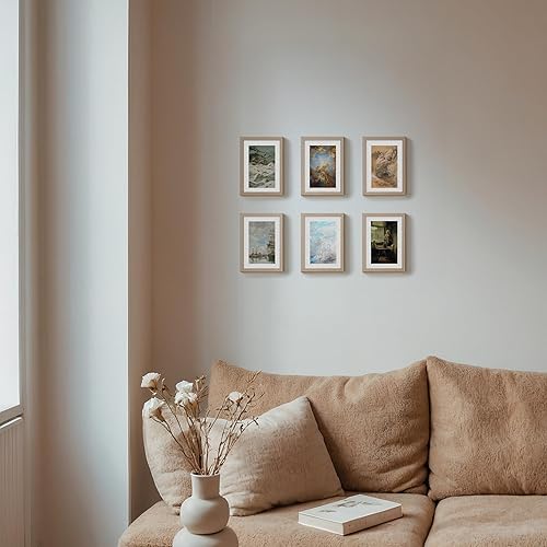 Miniatura 7 de TONES FRAME DESIGN Portarretratos de 5 x 7 pulgadas, juego de 2, paspartú con marcos de fotos de 4 x 6 pulgadas, acabado de madera natural y frente