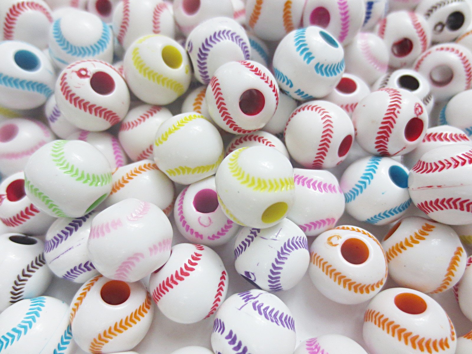 Amazon | 100個 ソフトボールビーズ 12mm 野球ボール カラフル