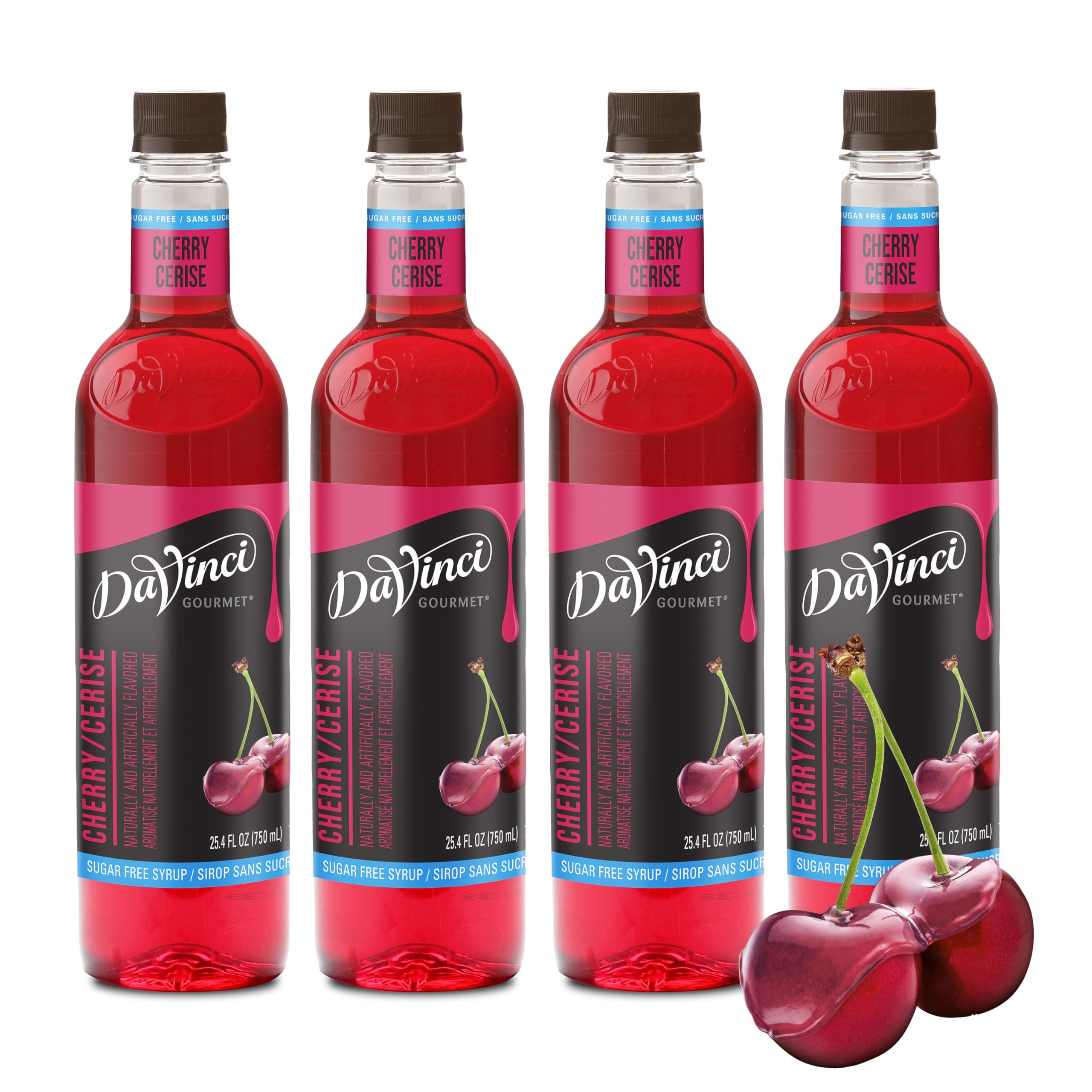 DaVinci Gourmet Sugar-Free Cherry Syrup, 25.4 Fluid Ounces (Pack of 4)