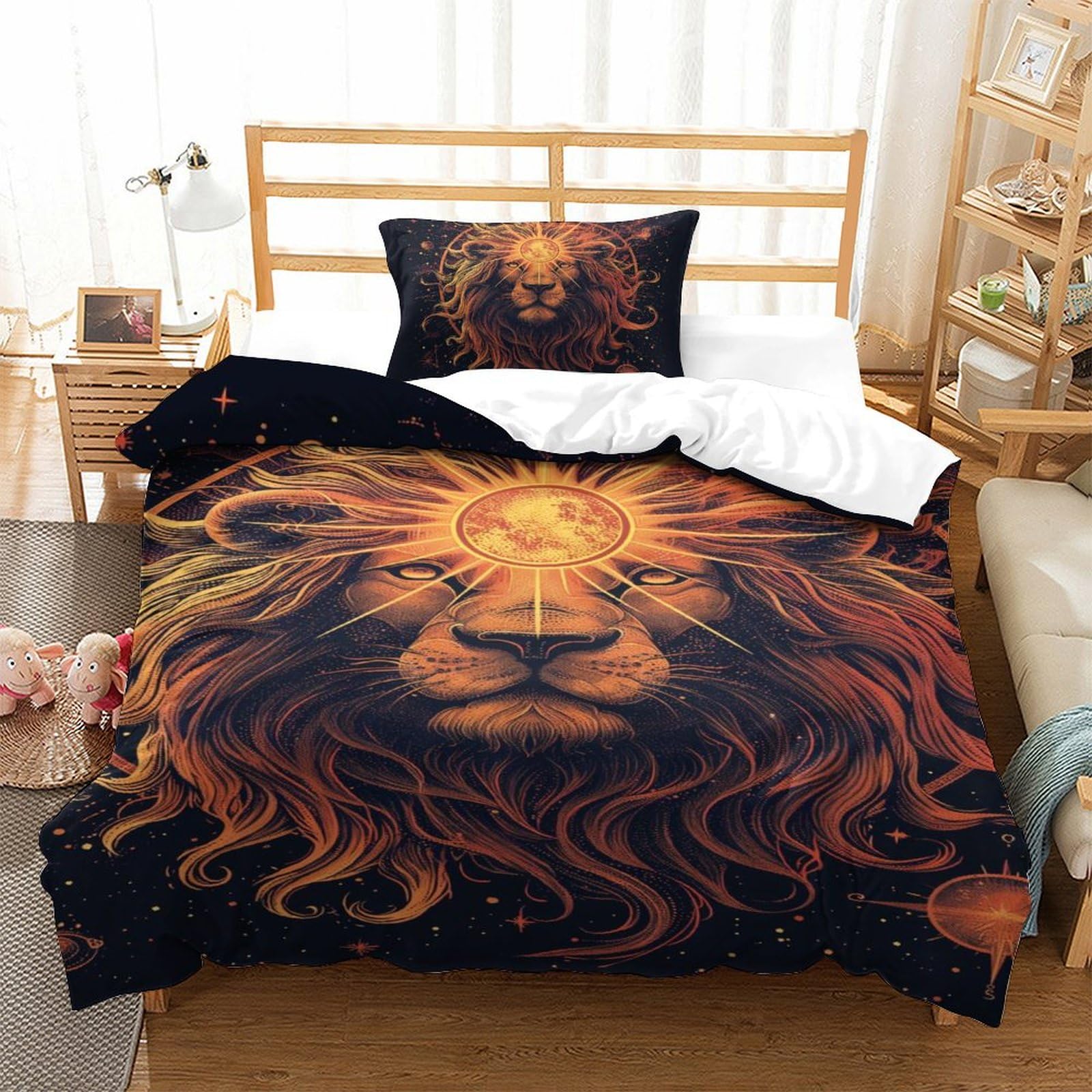 Housse de couette lion 3D antibactérienne pour protéger le sommeil des enfants