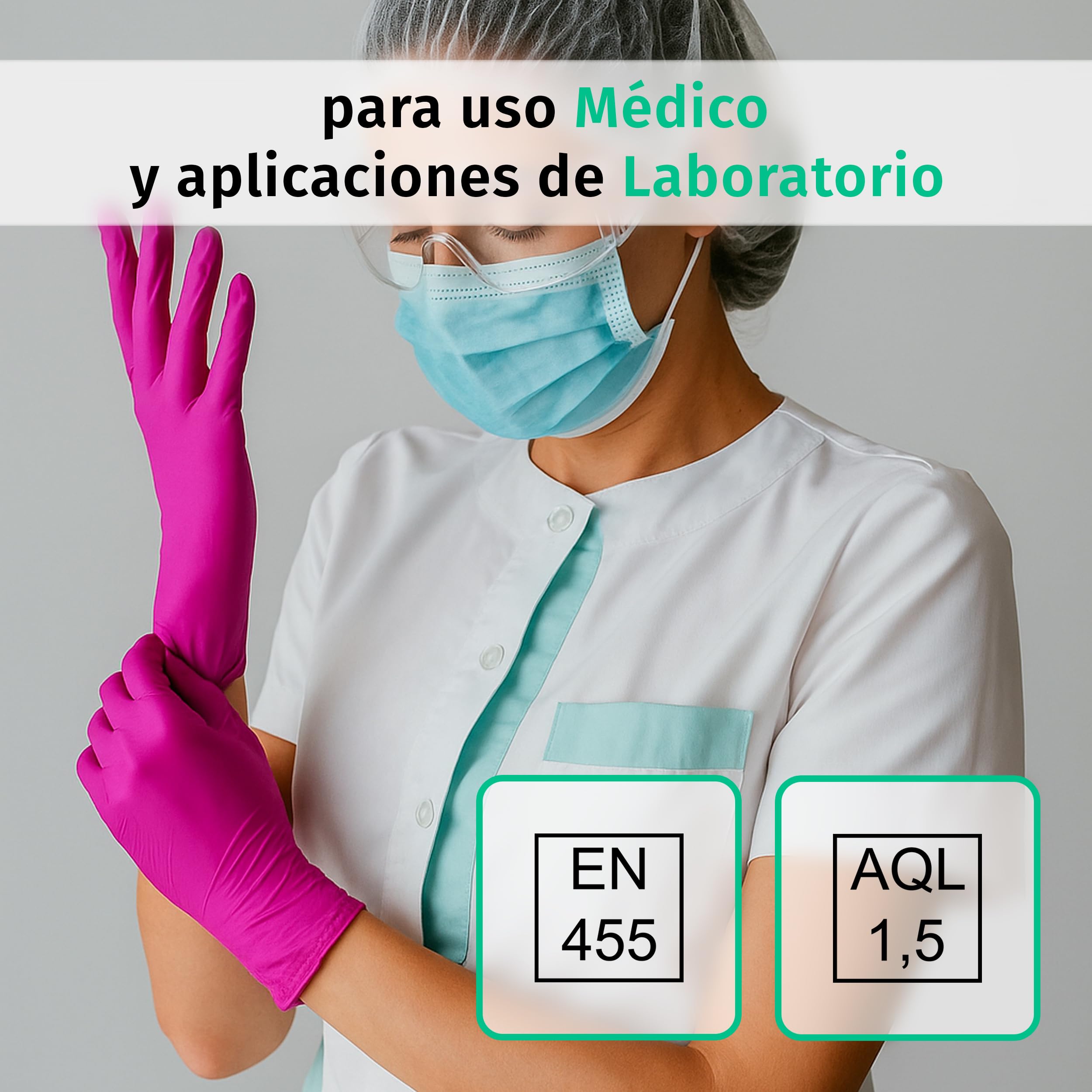 SF Guantes de nitrilo XS magentas – 1000 (10x100) unidades, guantes desechables sin polvo, sin látex, médicos y de examen, aptos para cocina, limpieza, cosmética y uso doméstico